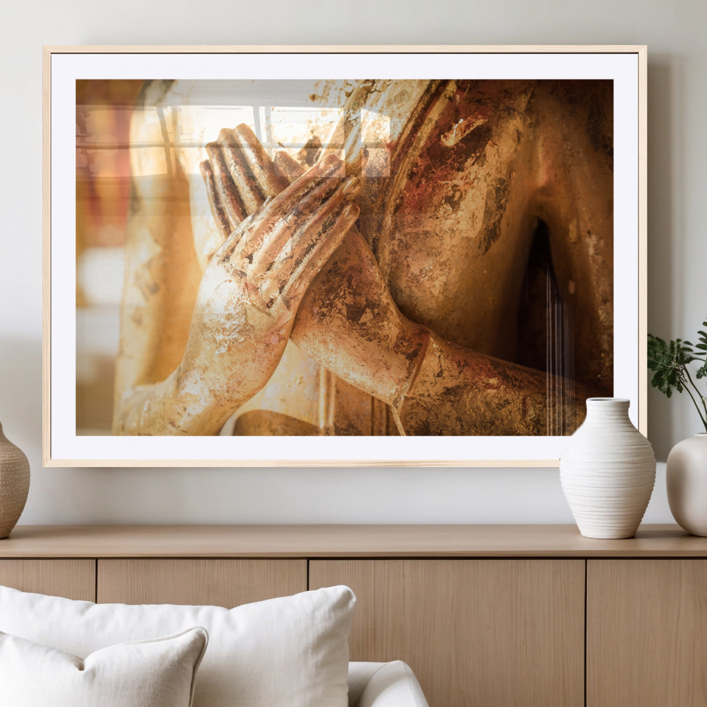 87005-MGC-FP-36x24_Natural-Buddha Statue Hands Wall Art Canvas Print
