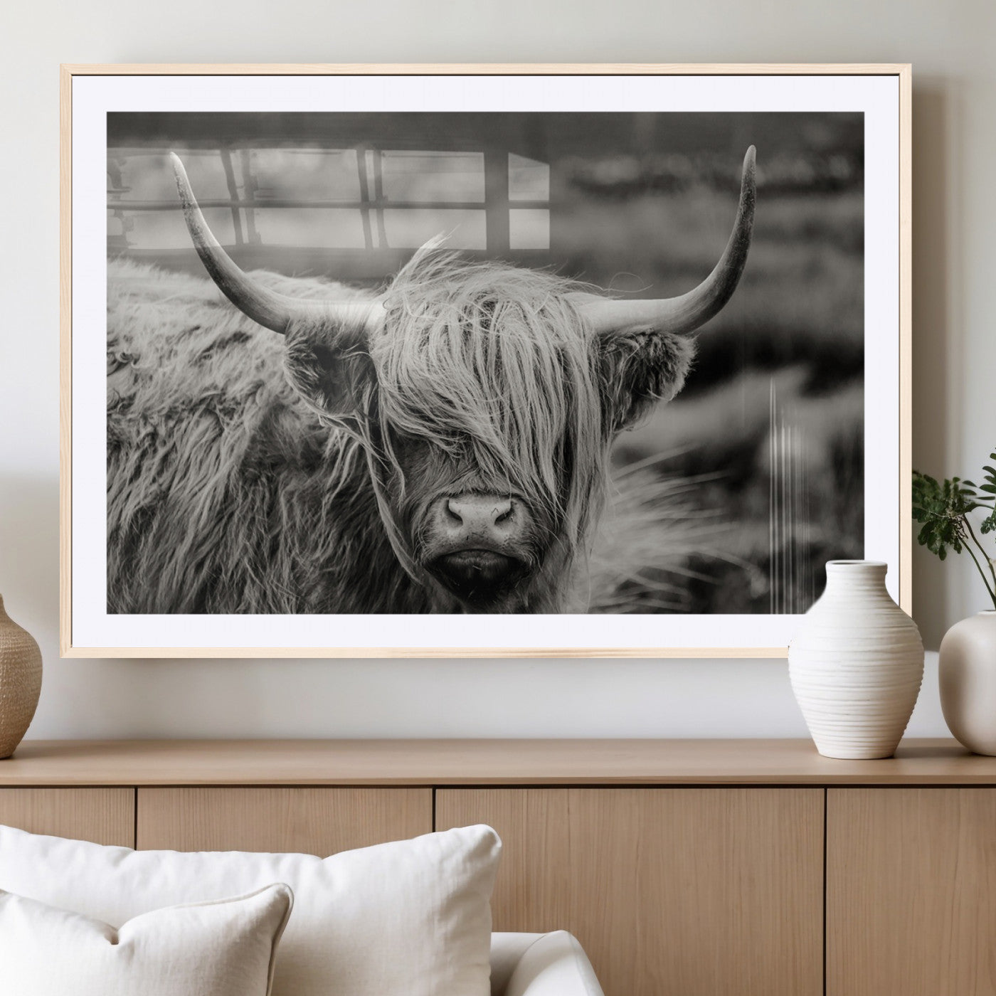 67365-MGC-FP-36x24_Natural-Cow Focus Canvas Wall Art Print