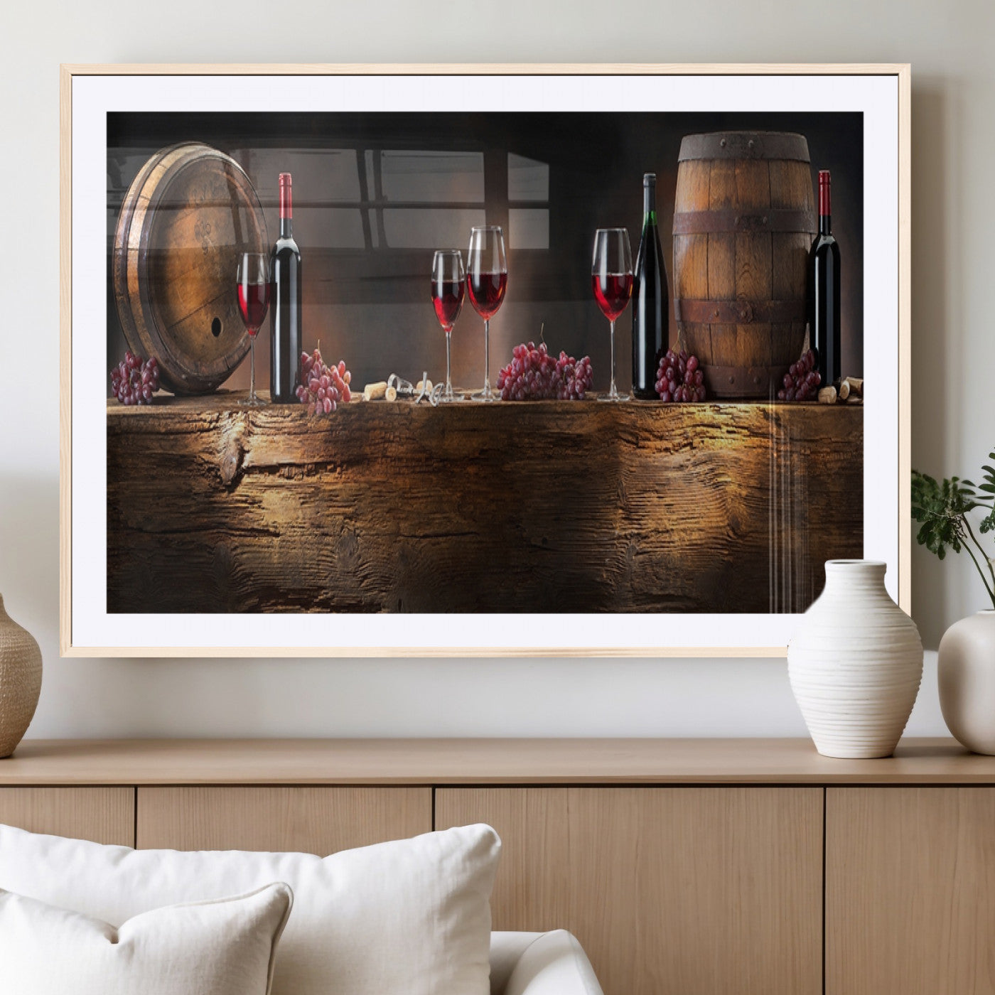 21165-MGC-FP-36x24_Natural-Wine and Barrels Wall Art Canvas Print