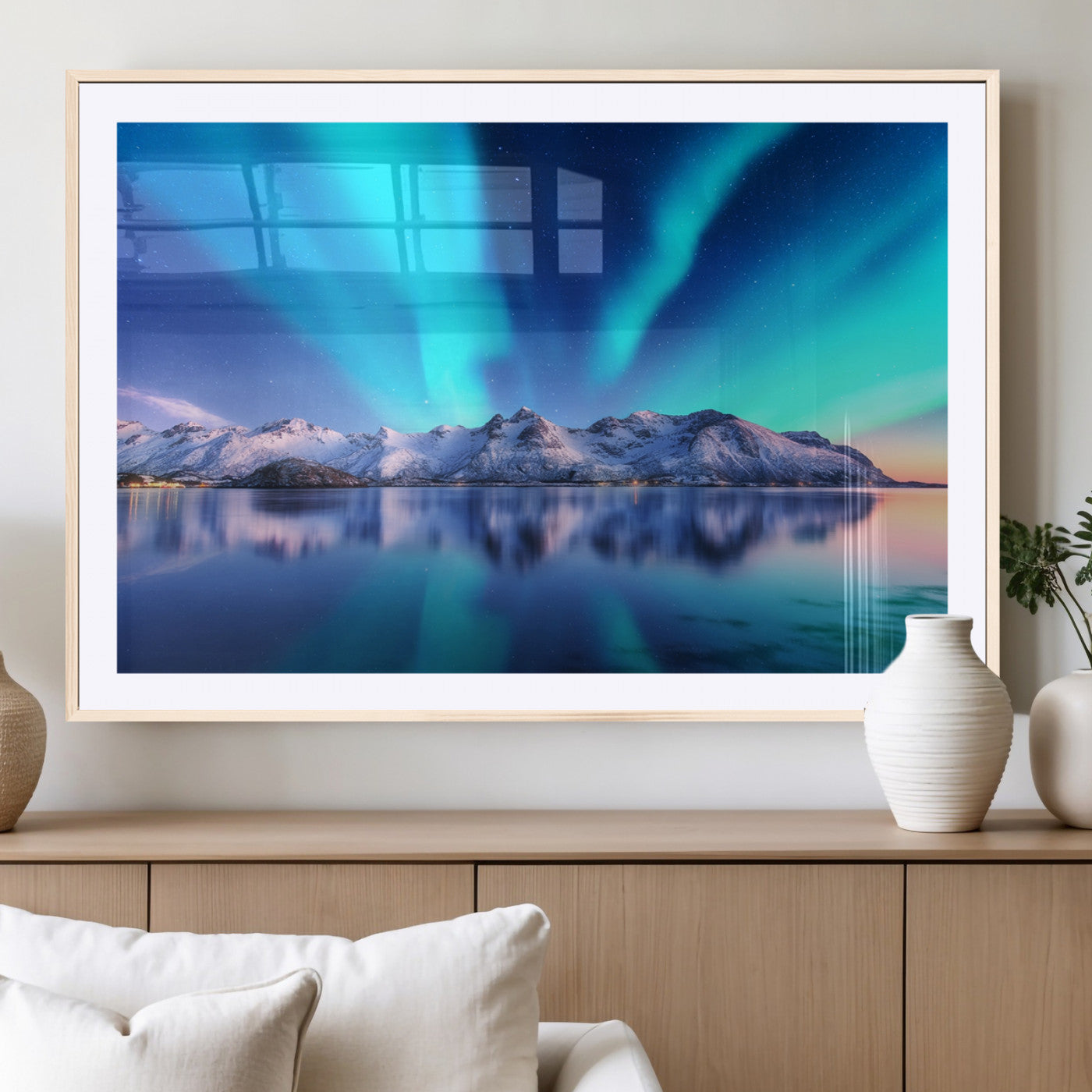 49902-MGC-FP-36x24_Natural-Northern Lights above Mountain Wall Art, Northern Lights Wall Art Canvas Print