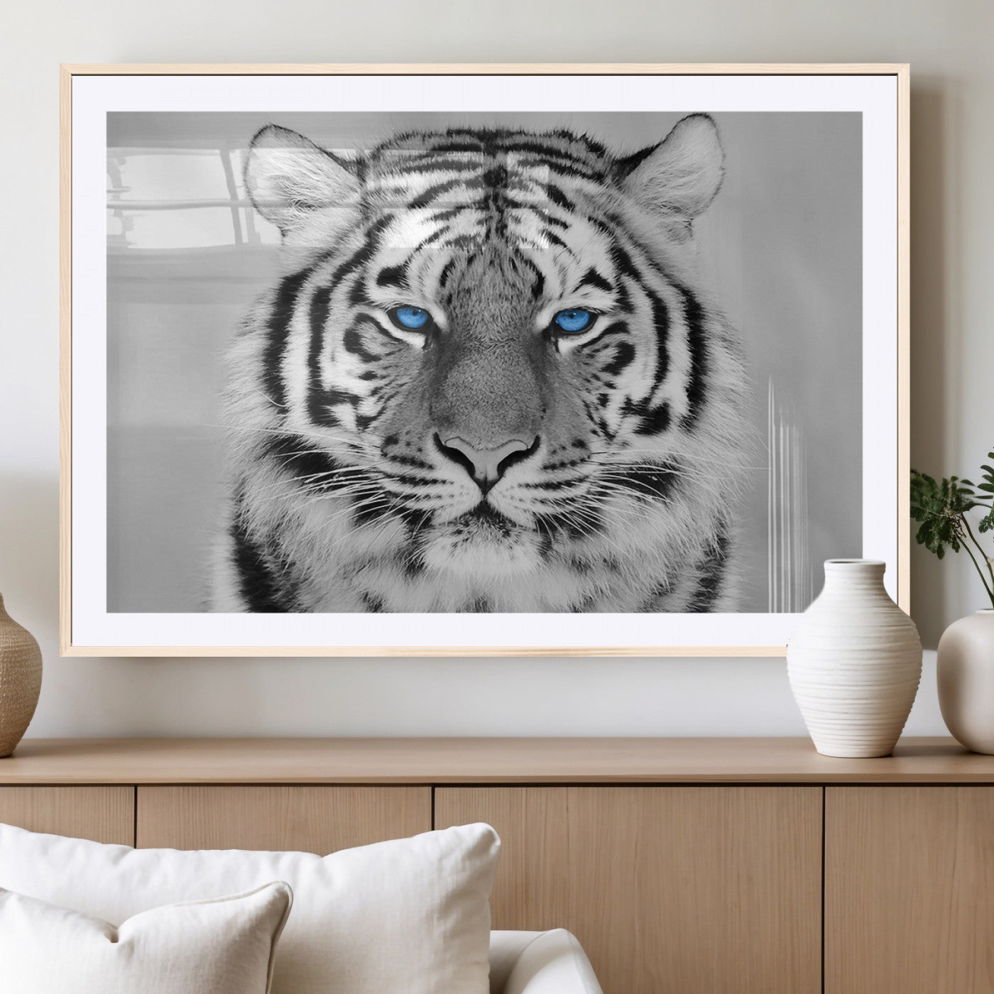 59121-MGC-FP-36x24_Natural-Black and White Tiger Wall Art Animal Canvas Print