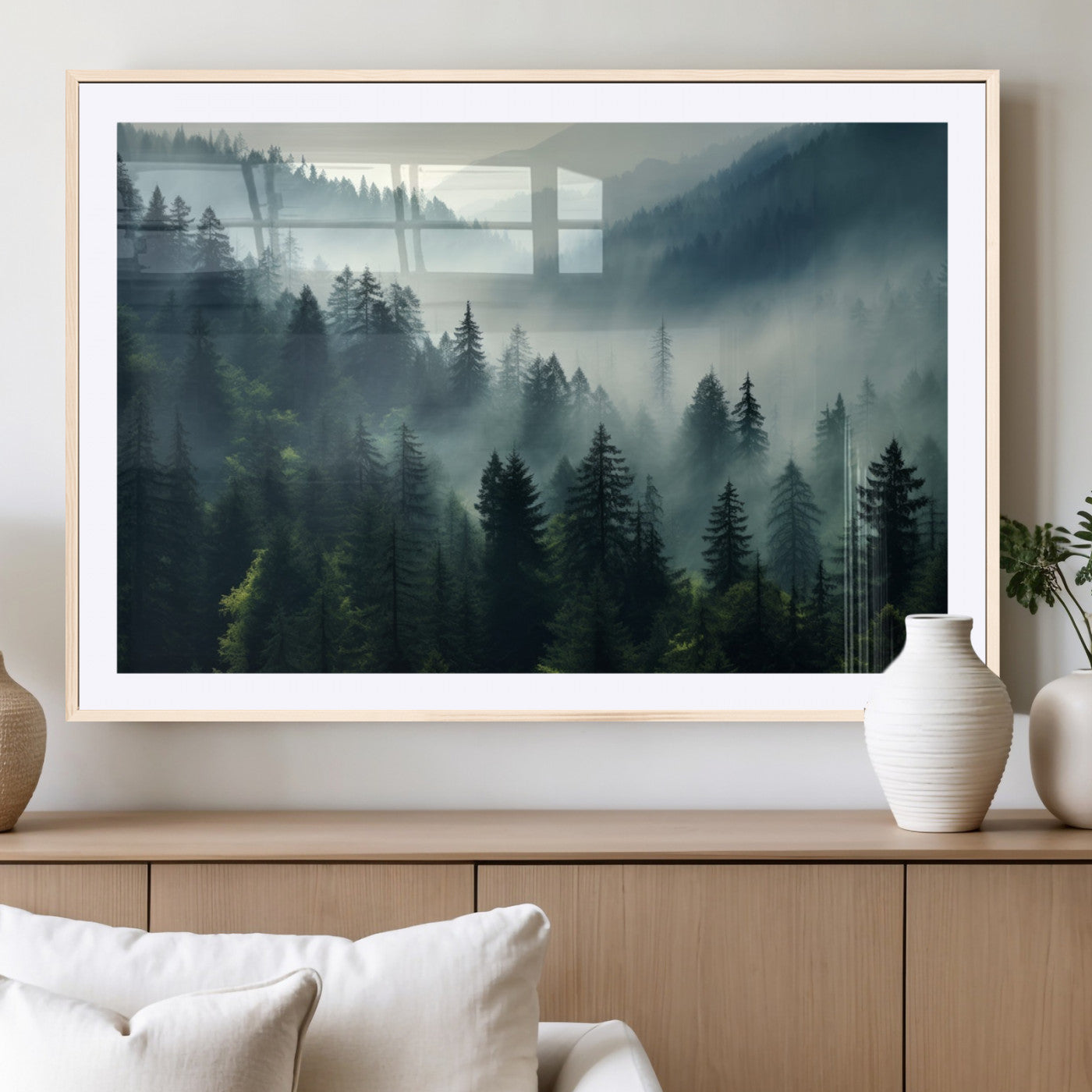 17687-MGC-FP-36x24_Natural-Captivating Misty Forest Wall Art Premium Canvas Print a Foggy and Serene Atmosphere Art