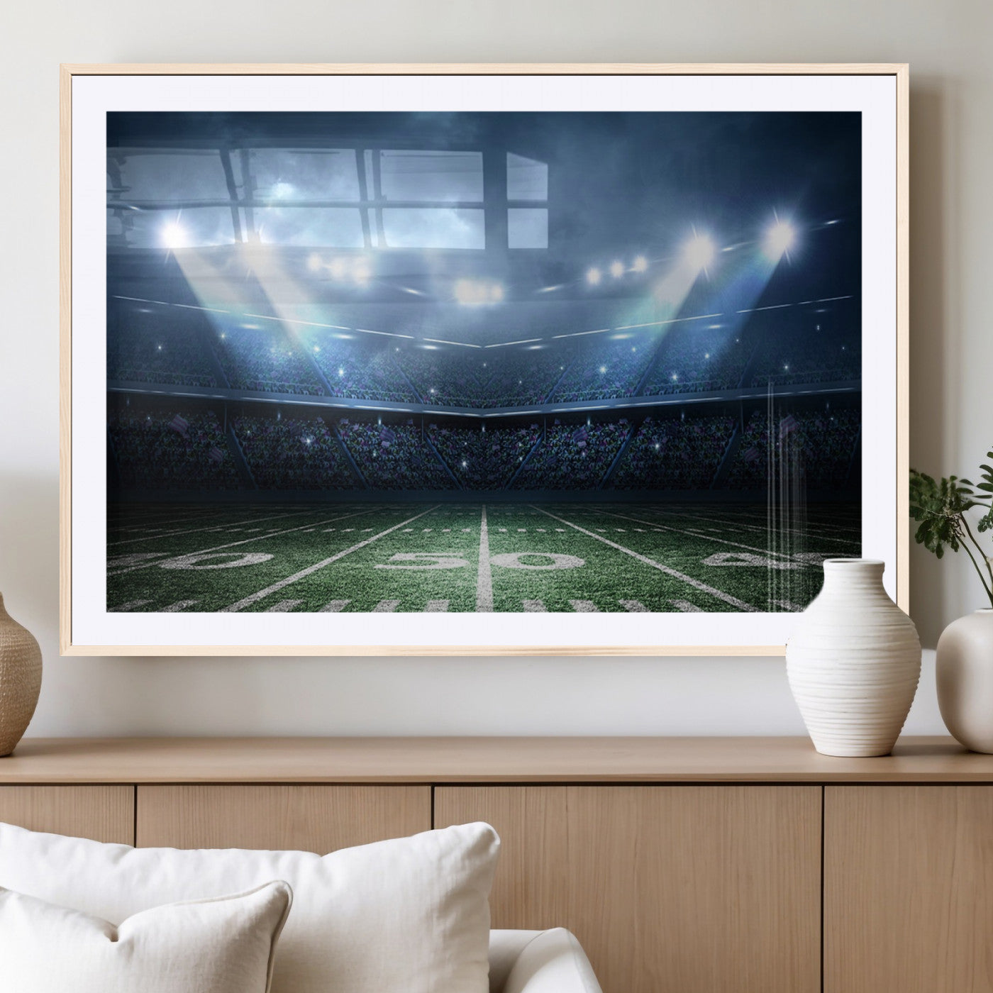 74741-MGC-FP-36x24_Natural-American Football Stadium Wall Art Canvas, American Football Stadium Canvas Print
