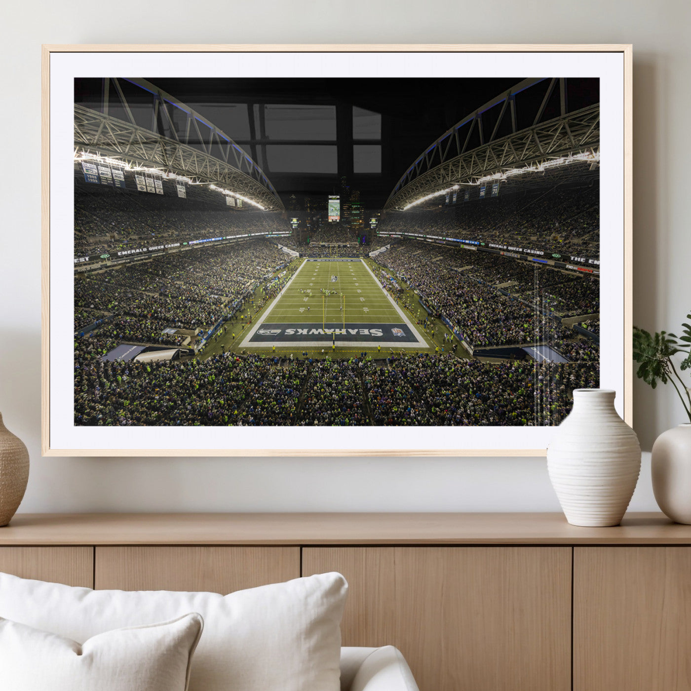 81900-MGV-CV-36X24-Seattle Seahawks Football Team Print Wall Art - Seattle Century Link Field Stadium Wall Art Canvas