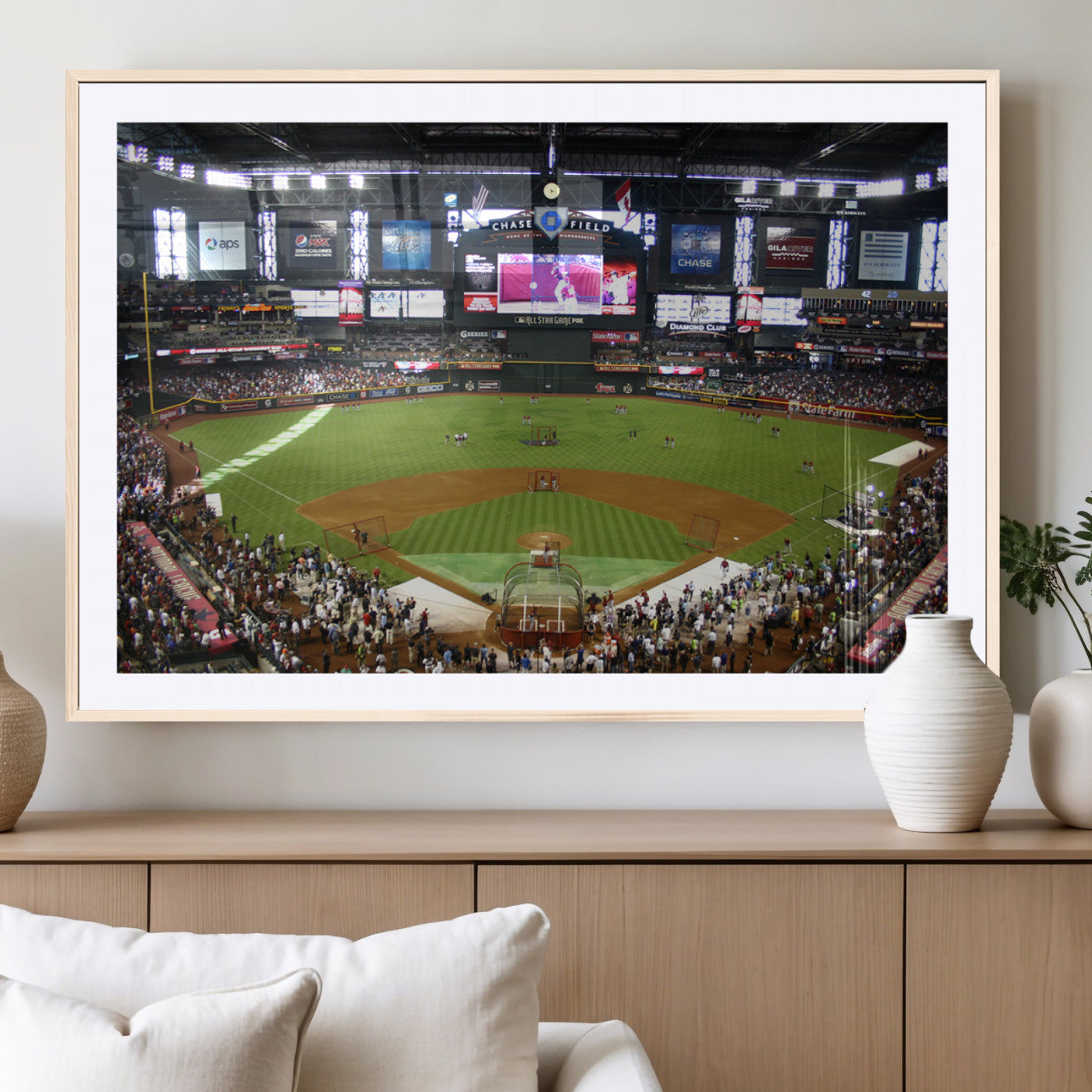 91630-MGV-CV-36X24-Arizona Diamondbacks Baseball Team Print - Phoenix Chase Field Baseball Stadium Wall Art Canvas