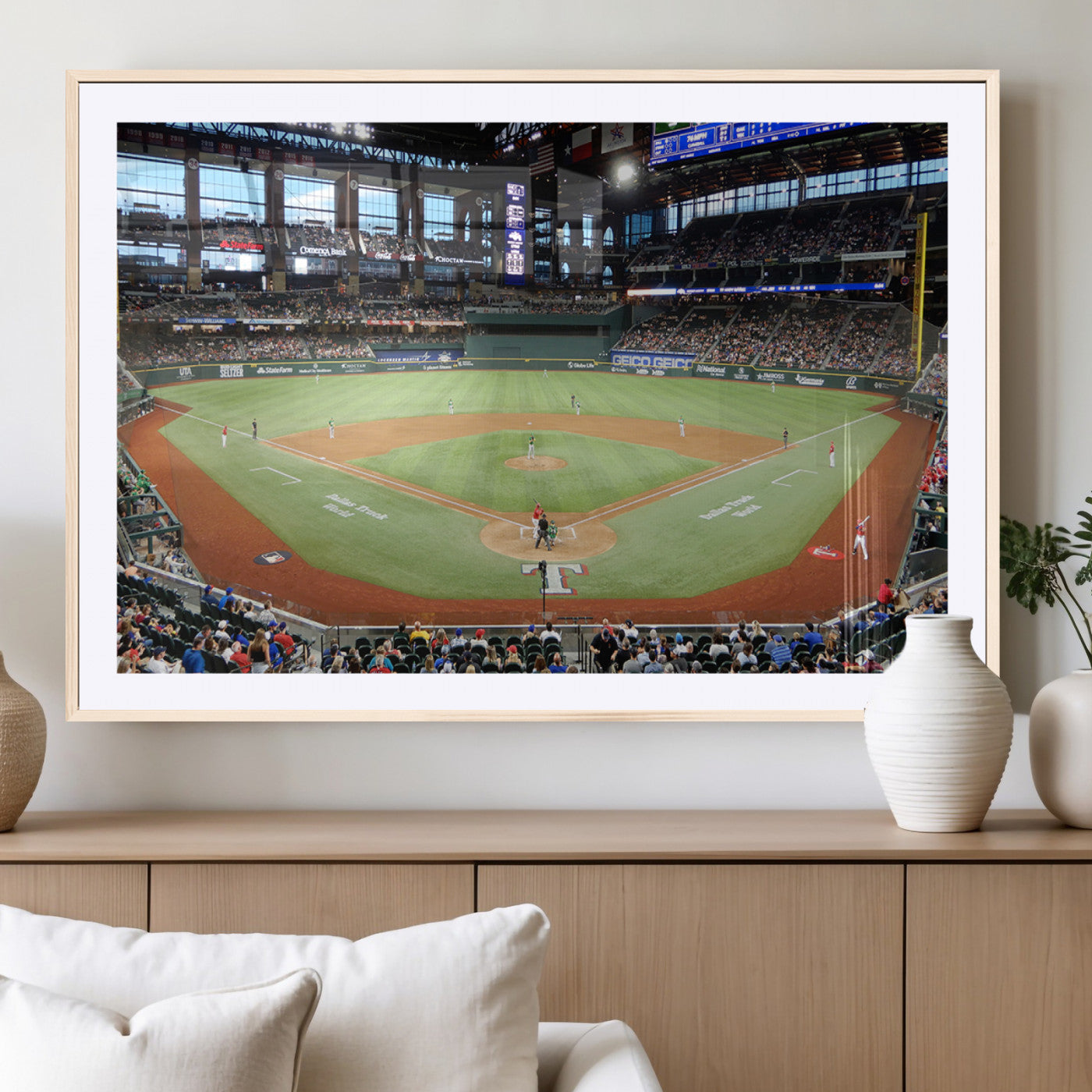 78468-MGC-FP-36x24_Natural-Texas Rangers Baseball Team Print - Arlington Globe Life Field Stadium Canvas Print Wall Art
