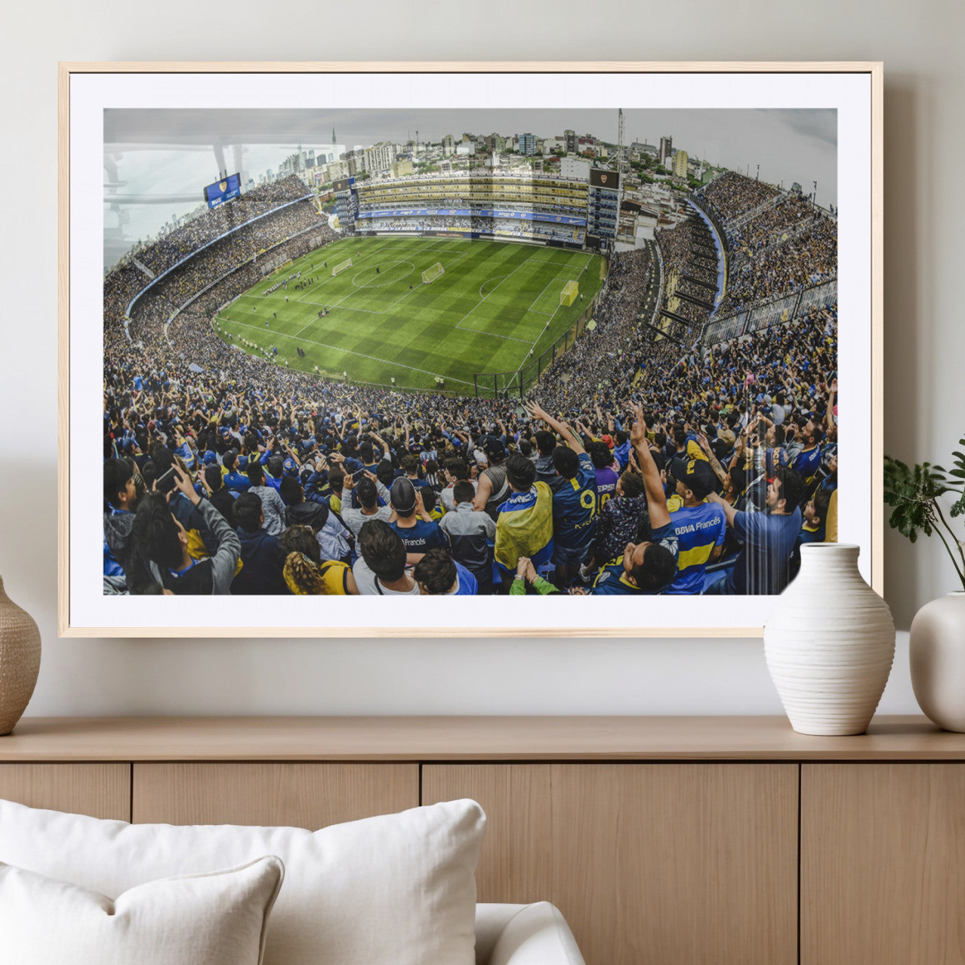 63839-MGC-FP-36x24_Natural-Boca Juniors Soccer Team Print Wall Art - Buenos Aires Bombonera Stadium Canvas Print