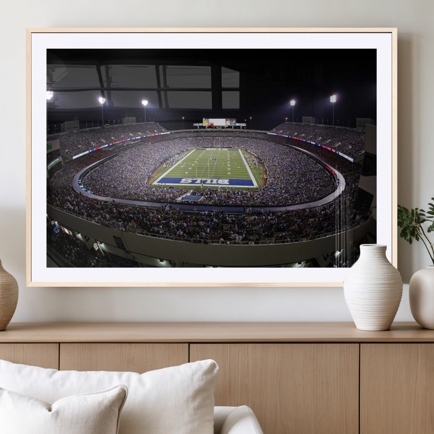 98546-MGC-FP-36x24_Natural-Buffalo Bills NFL Football Team Print - Buffalo Highmark Stadium Wall Art Canvas Print