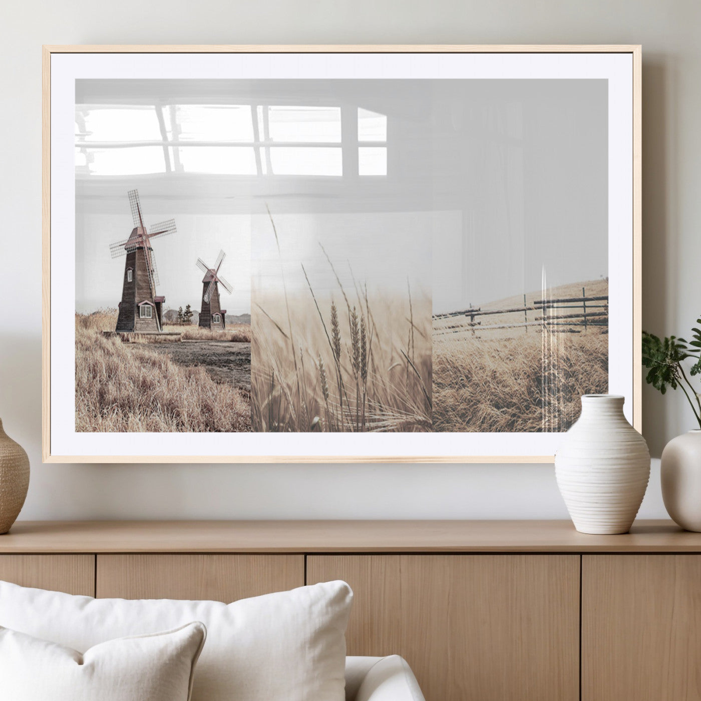 56649-MGV-CV-36X24-Farm Prints Set, Set of 3 Farmhouse Wall Art, Country House Decor, Barn Print, Wheat Print,