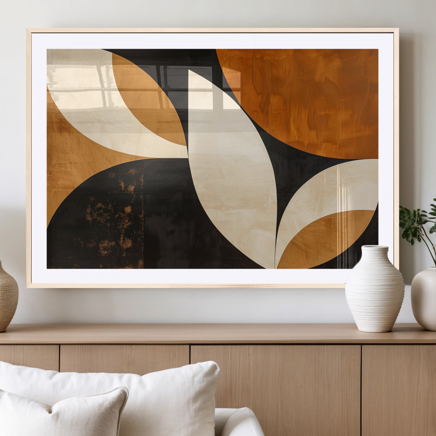 21251-MGV-CV-36X24-Geometric Abstract Wall Art Canvas Print, Mid Century Modern Wall Art Print