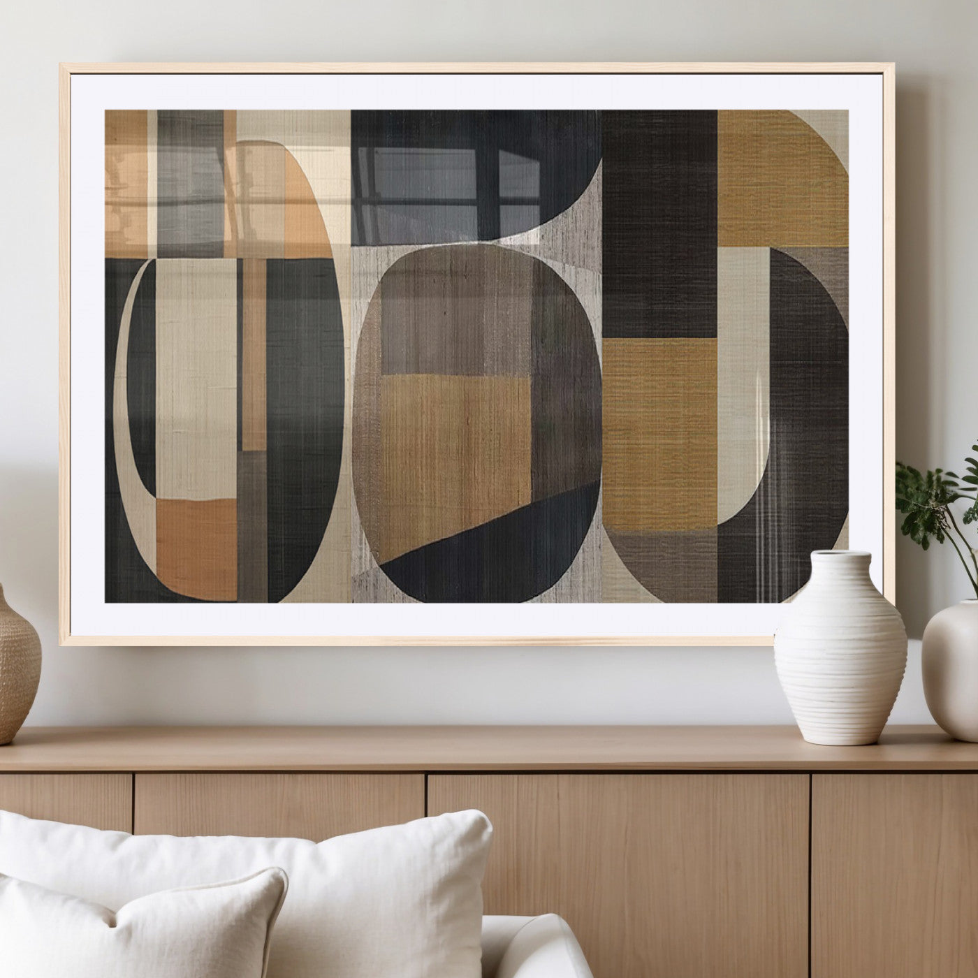 84035-MGV-CV-36X24-Modern Brown Wabi Sabi Wall Art Canvas Print Set – Framed Minimalist Abstract Artwork for Home, Office Decor