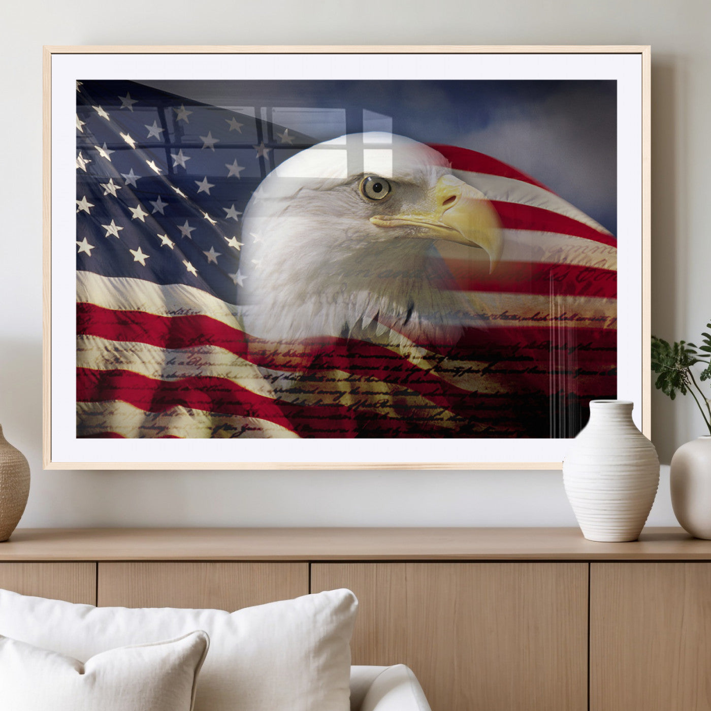 30313-MGV-CV-36X24-American Flag Eagle Symbol Wall Art, American Flag Eagle Wall Art Canvas Print