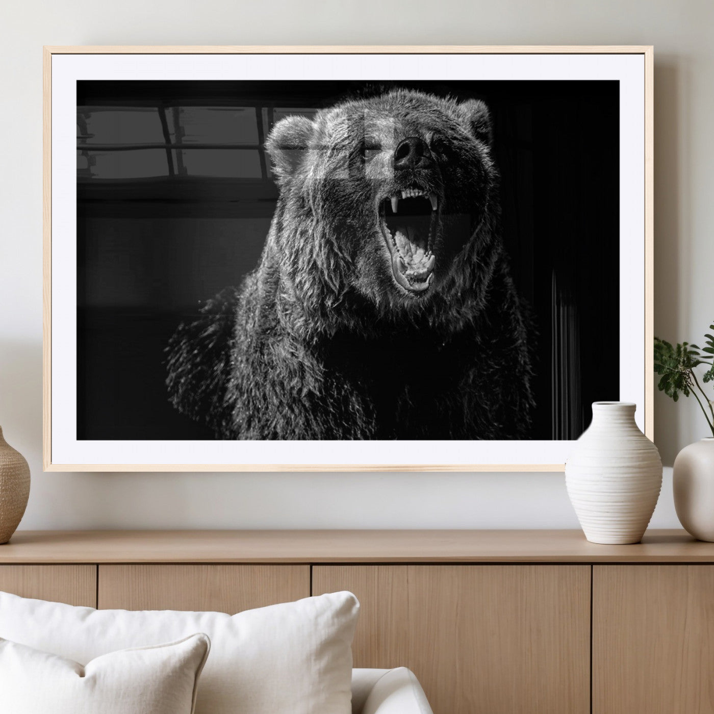 57891-MGC-FP-36x24_Natural-Bear Canvas Print | Wildlife Wall Art for Cabin Decor | Ready to Hang Framed