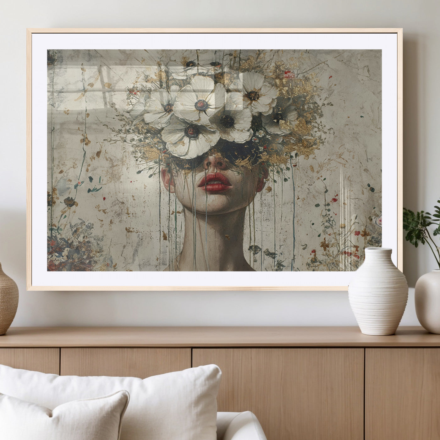 72759-MGV-CV-36X24-Abstract Floral Women Patel Wall Art Canvas Print