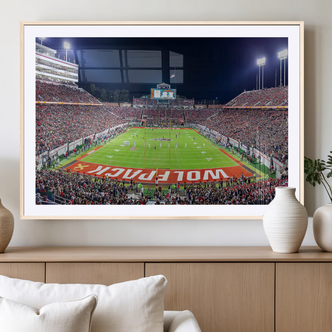 80943-MGV-CV-36X24-Wolfpack Football Team Print - Raleigh Carter-Finley Stadium Wall Art Canvas Print