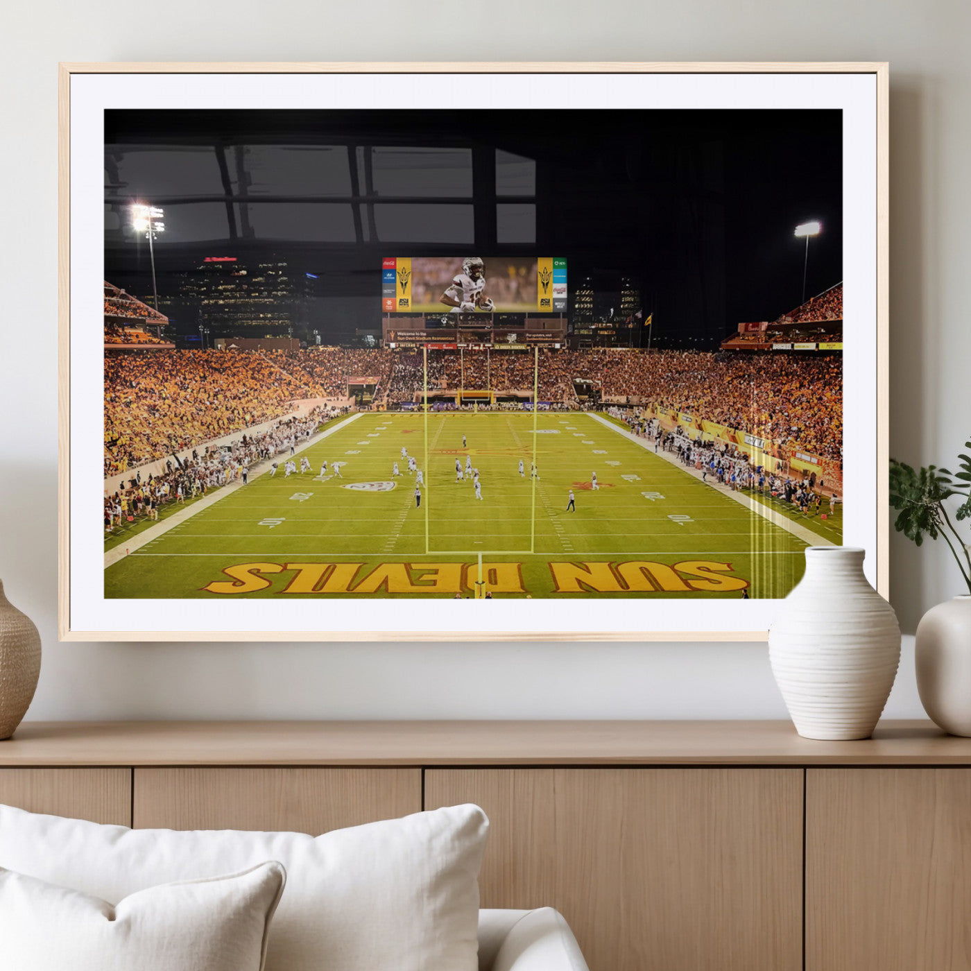 87612-MGV-CV-36X24-ASU Sun Devils Football Team Print - Phoenix Mountain America Stadium Canvas Print