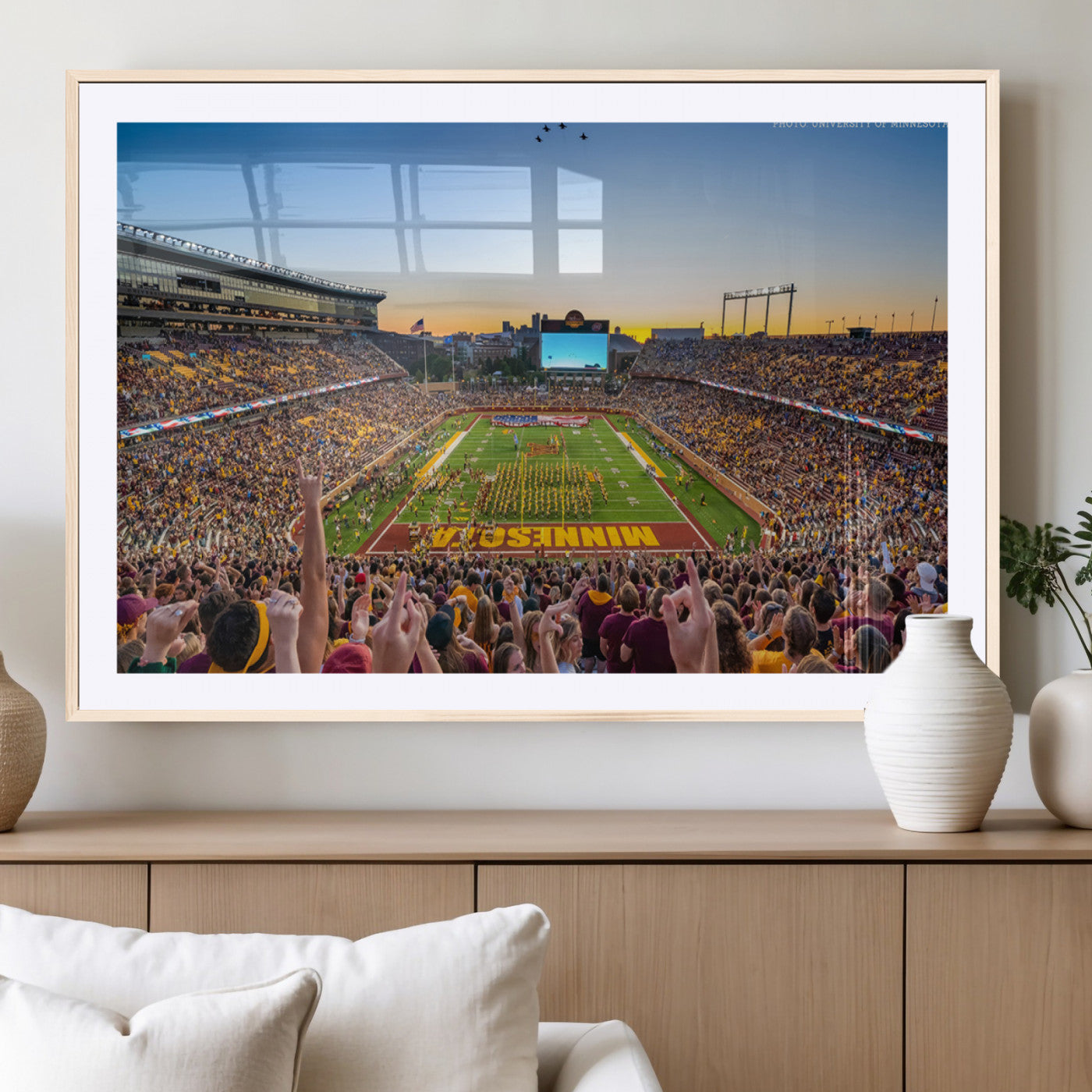 63452-MGV-CV-36X24-University of Minnesota Golden Gophers Football Team Print - Minneapolis Huntington Bank Stadium