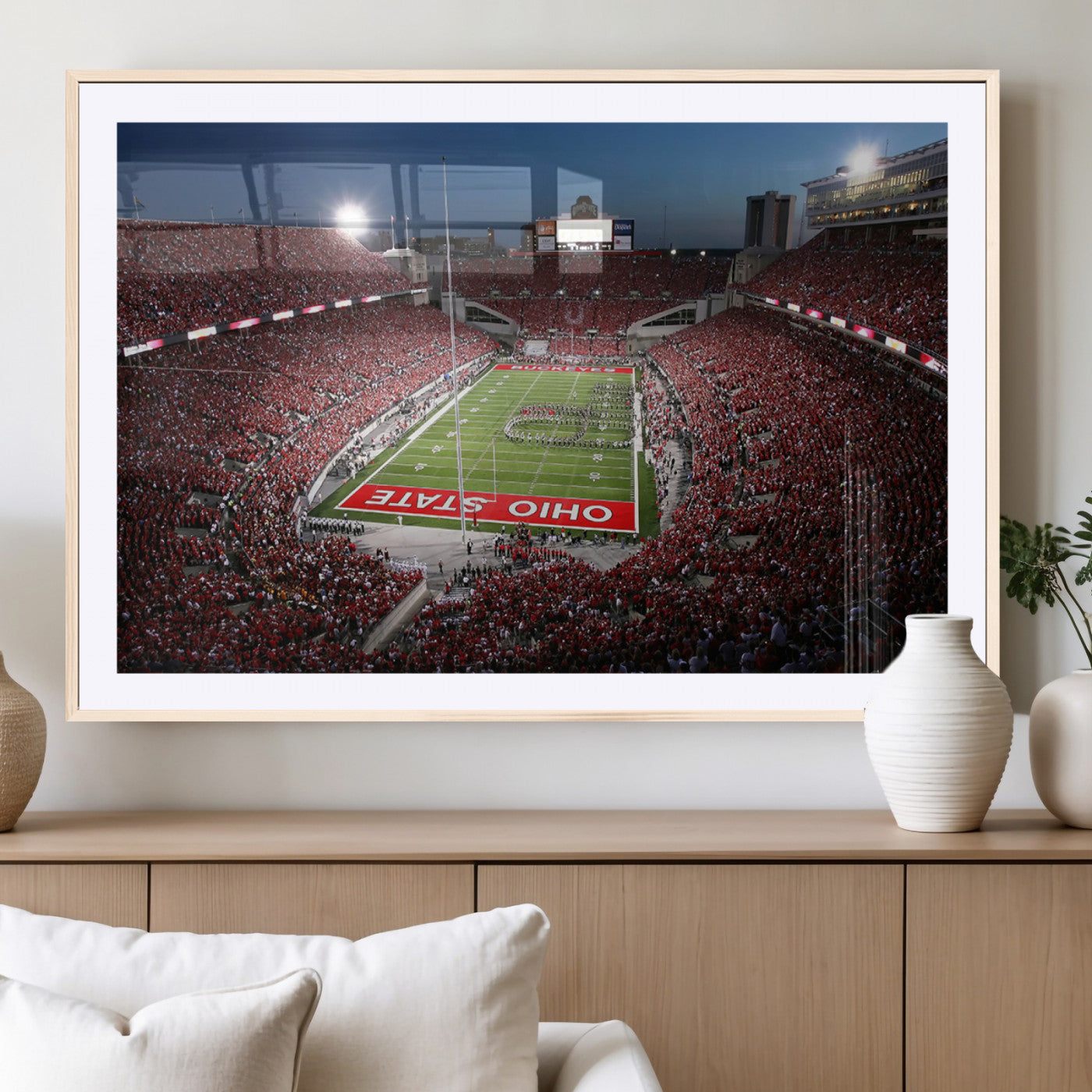 98743-MGV-CV-36X24-Ohio State University Buckeyes Football Team Print - Columbus Ohio Stadium Wall Art Canvas Print