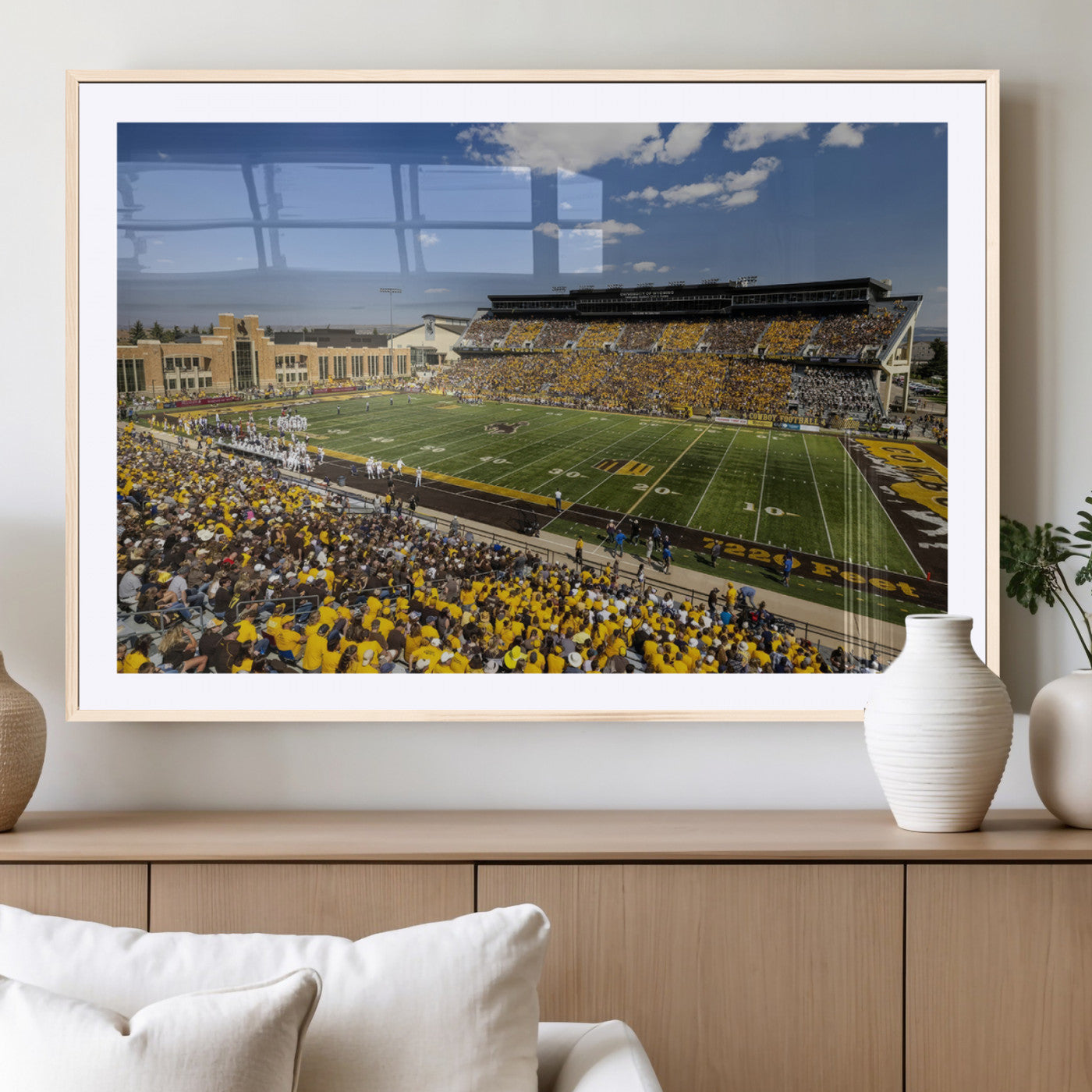 75112-MGV-CV-36X24-University of Wyoming Cowboys Football Team Print - Laramie Jonah Field War Memorial Stadium Wall