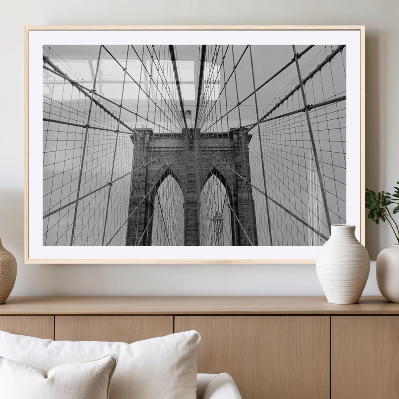 31341-MGC-FP-36x24_Natural-Large Brooklyn Bridge Wall Art Canvas Print