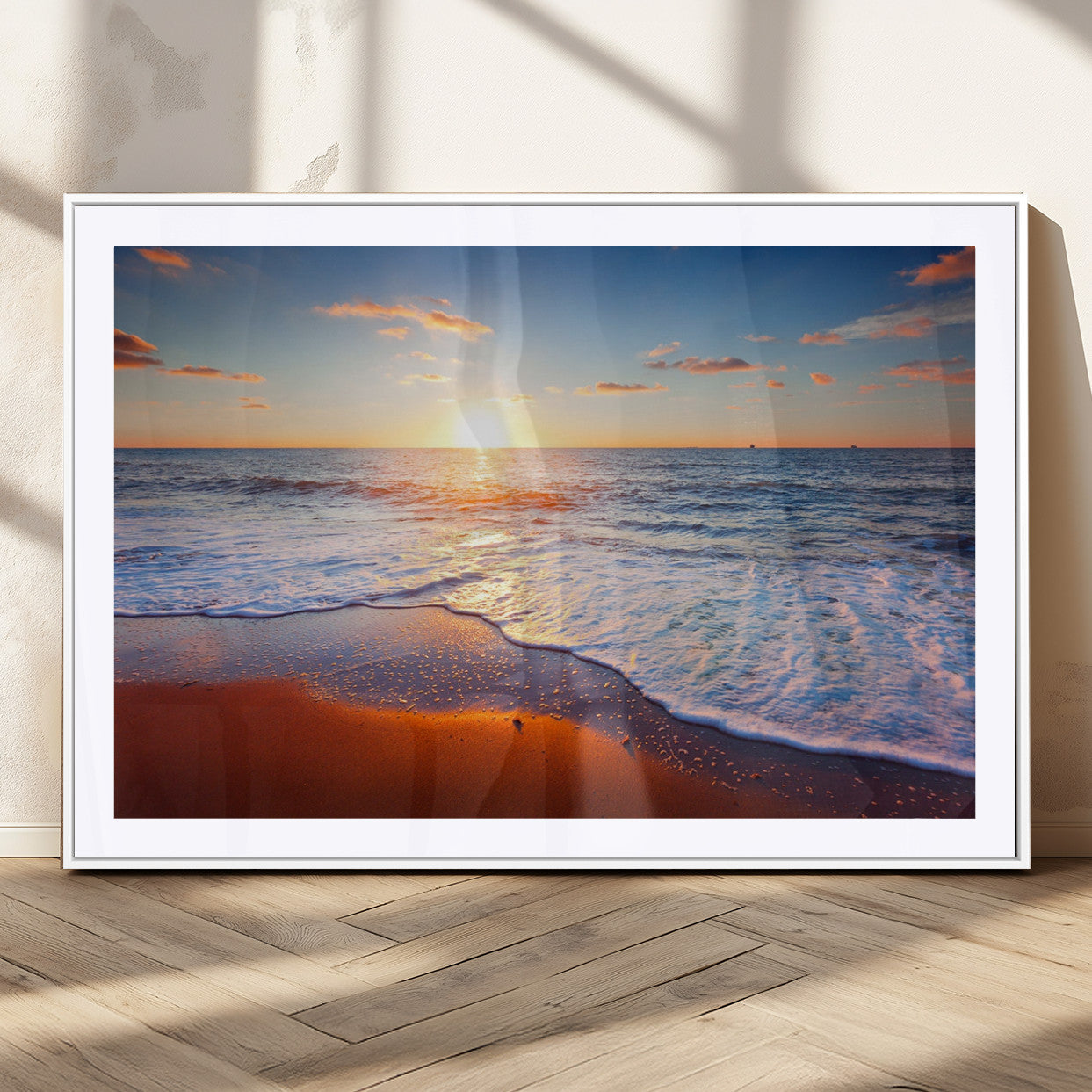 96736-MGC-FP-40x30-Ocean Beach Canvas Wall Art Beach Canvas, Coastal Sunset Tropical Island Beach Sunset Artwork Print