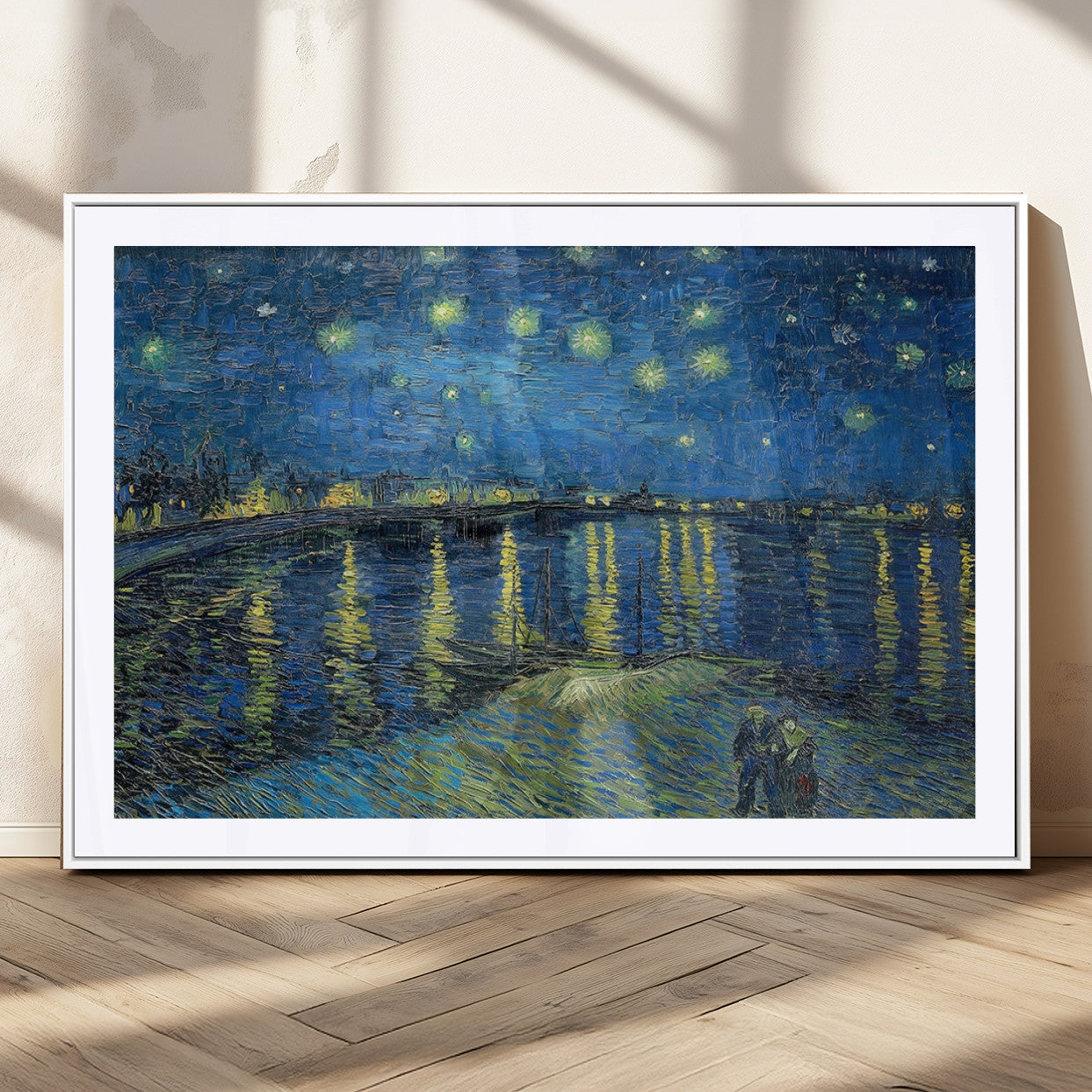 94605-MGC-FP-36x24_White-Vincent van Gogh Starry Night over the Rhone Abstract Wall Art Canvas, Starry Night Canvas Print