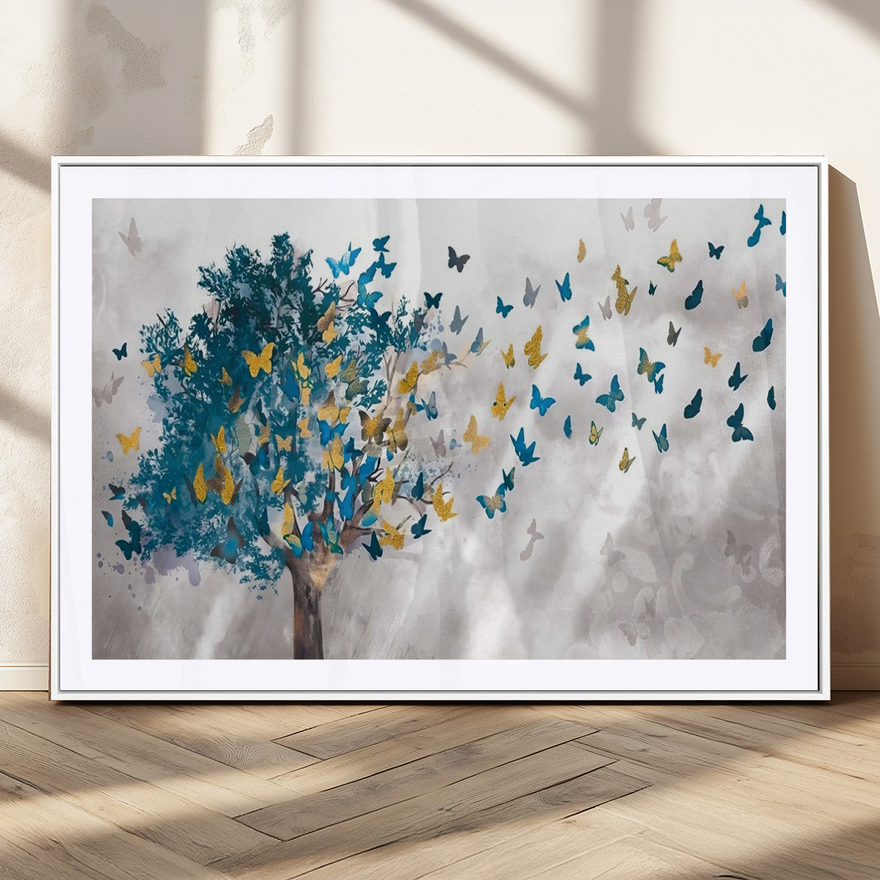 37564-MGC-FP-36x24_White-Tree Butterfly Abstract Tree and Butterfly Wall Art Canvas Print