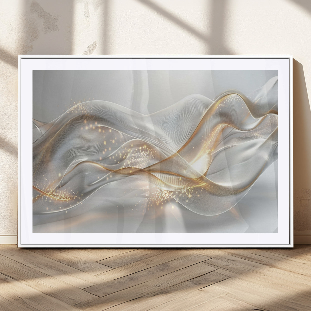 Lines2-MGC-FP-36x24_White-Abstract art Grey and Gold Lines Wall Art