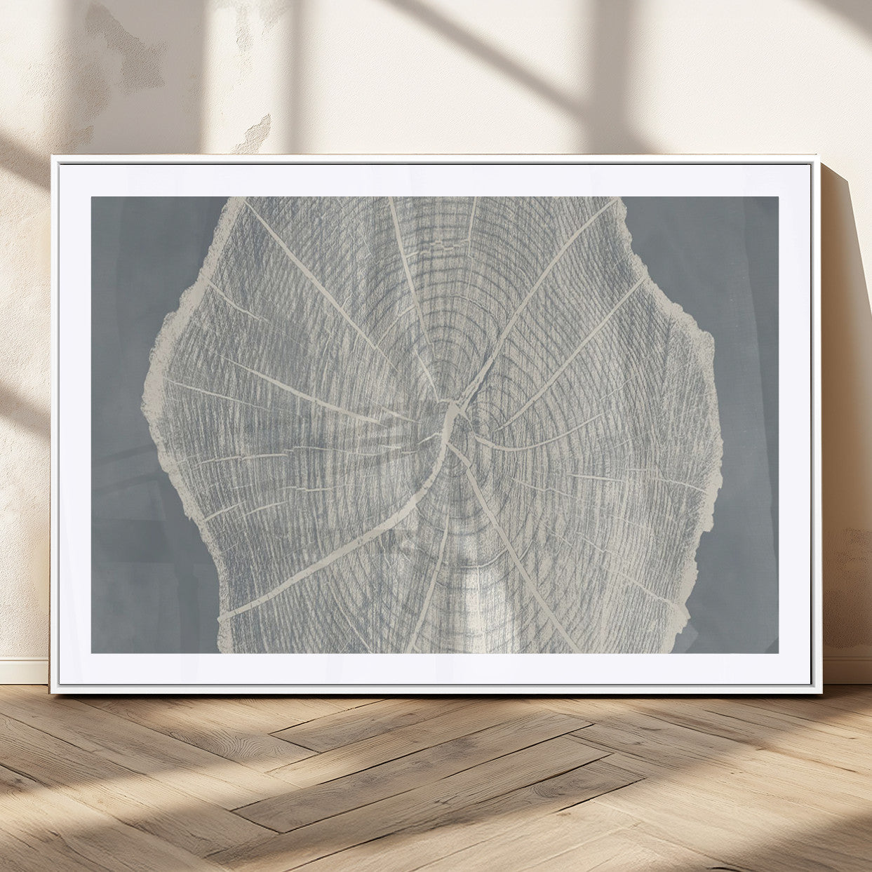 25547-MGC-FP-36x24_White-Abstract Tree Ring Wall Art Canvas Print – Nature-Inspired, Ready to Hang, Modern Home Decor