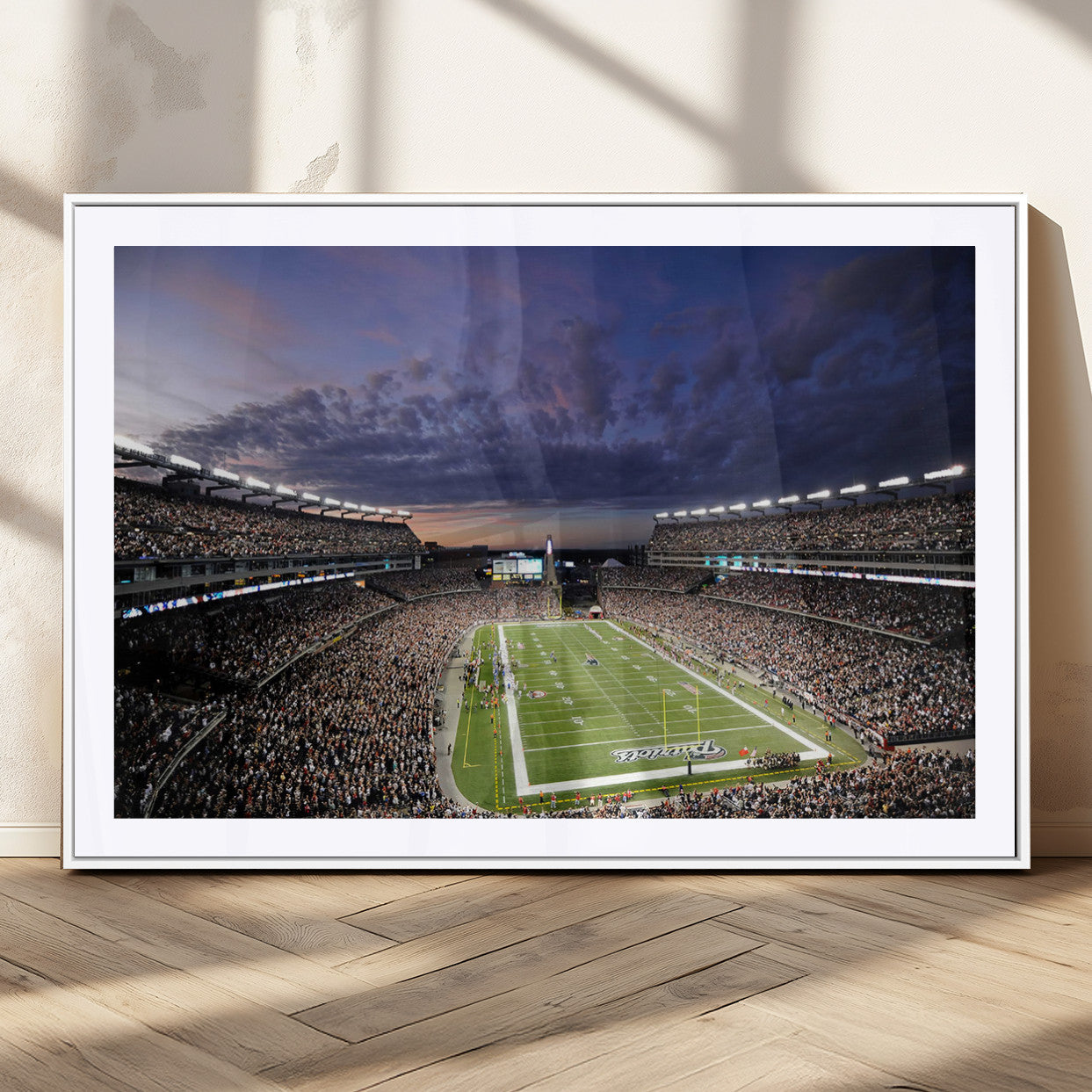 52712-MGC-FP-36x24_White-New England Patriots Football Team Print - Foxborough Gillette Stadium Wall Art Canvas Print