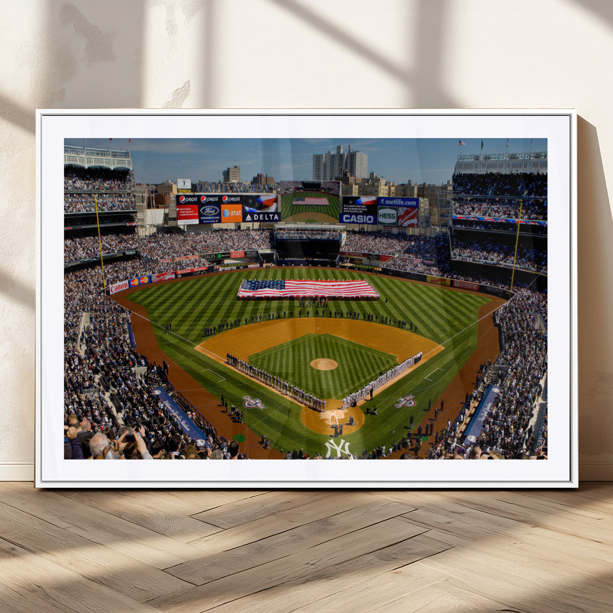 20879-MGC-FP-36x24_White-Yankee Stadium New York Wall Art Print | 3-Panel Canvas Print of Yankees Baseball Stadium | Large