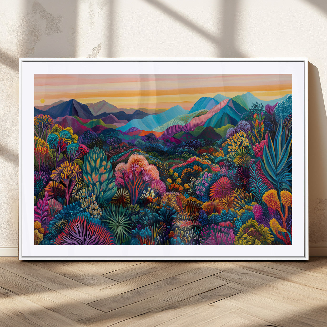 63728-MGC-FP-36x24_White-Colorful Abstract Landscape Wall Art Print Canvas - Vibrant Modern Decor for Living Room, Office, or