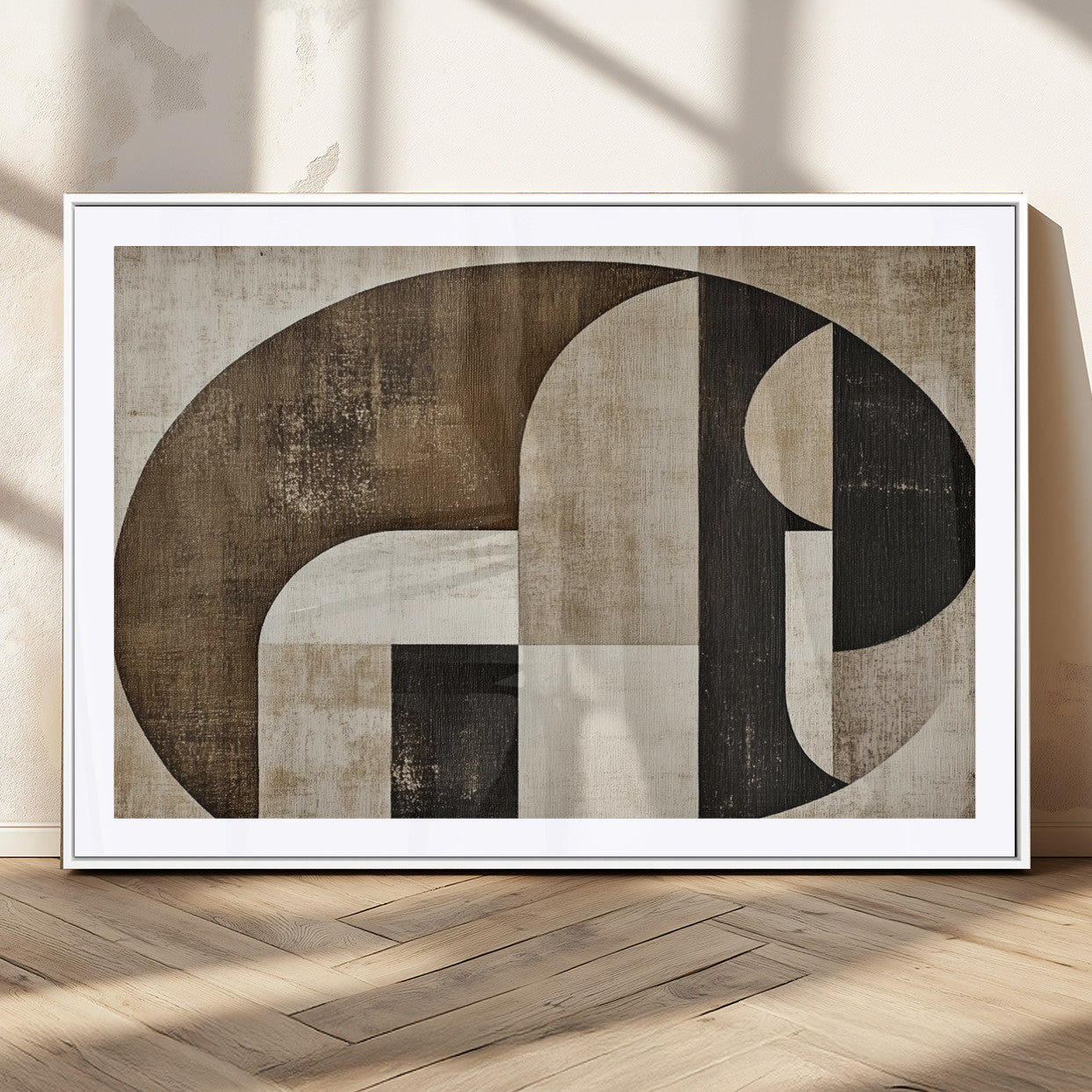 44796-MGC-FP-36x24_White-Wabi Sabi Abstract Wall Art | Geometric Modern Minimalist Canvas Print with Neutral Mid Century Art