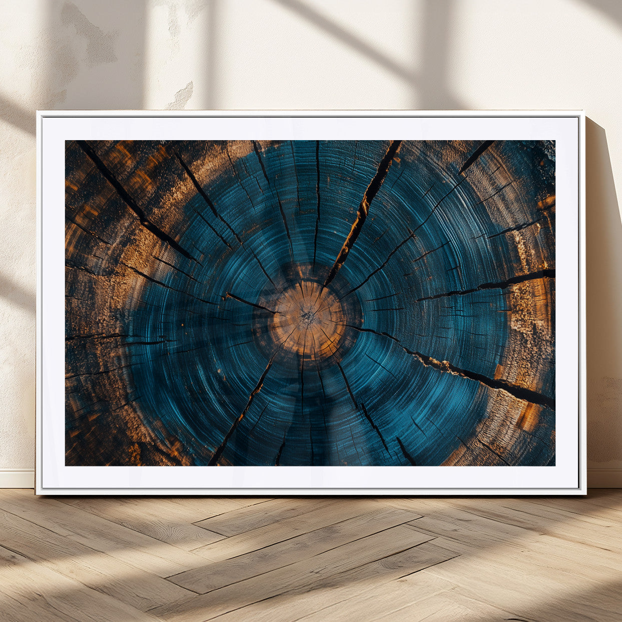 13398-MGC-FP-36x24_White-Abstract Tree Rings Wall Art Canvas Print Wood Grain Rings Artwork Nature Woodland Modern Wall Decor for Home, Office