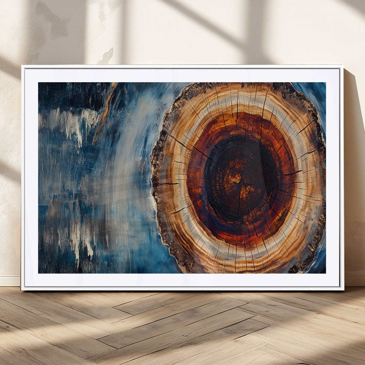48045-MGC-FP-36x24_White-Abstract Tree Rings Wall Art Canvas Print - Wood Grain Rings Canvas Print - Nature Woodland Wall