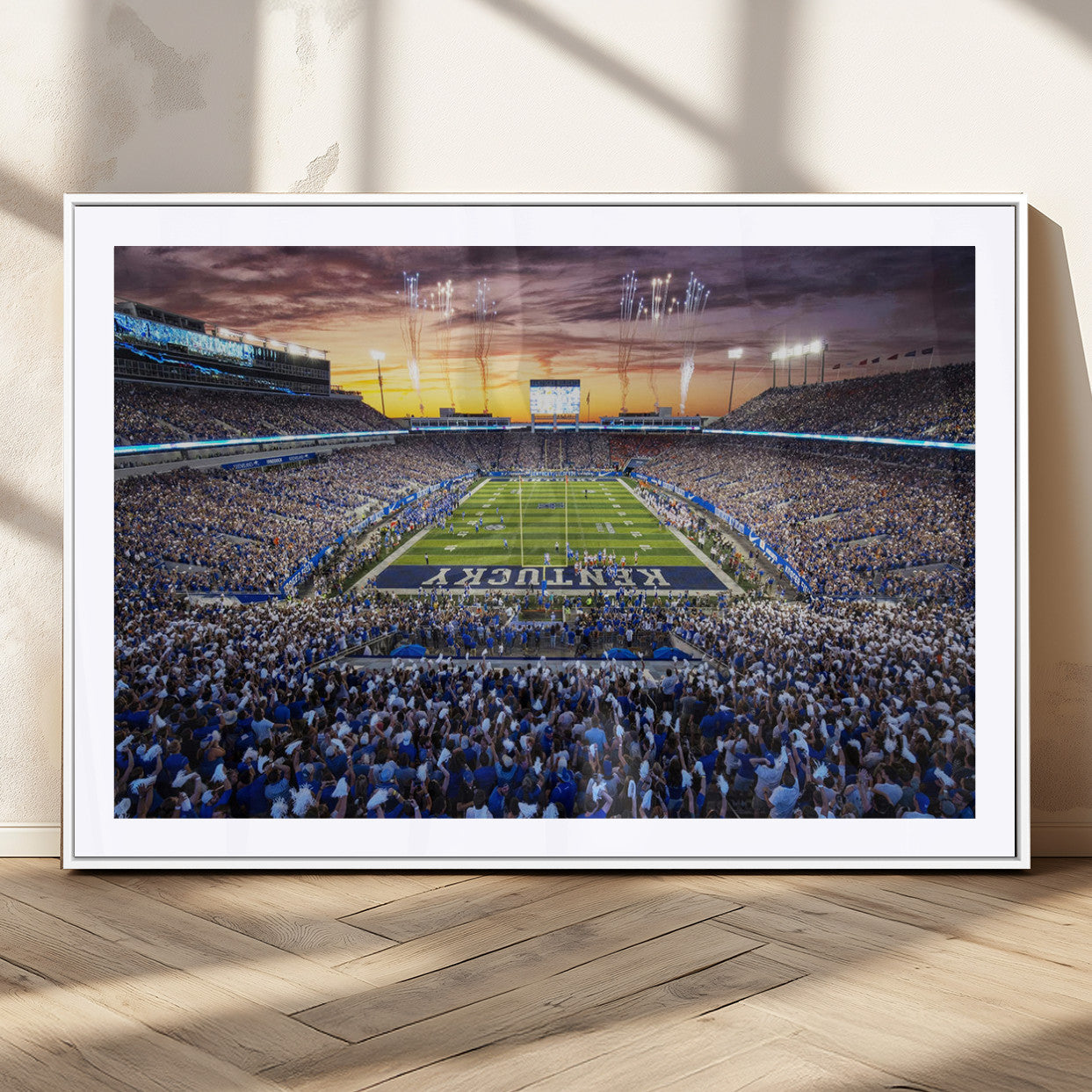 78524-MGC-FP-36x24_White-Kroger Field Wall Art Print - Kentucky Stadium Wall Art Print - Sunset Football Stadium Wall Decor -