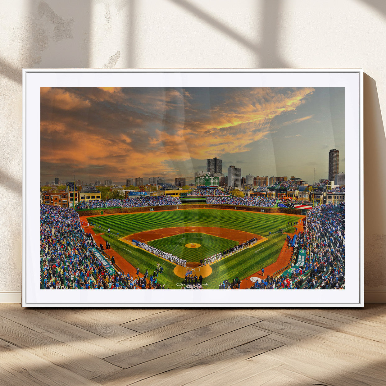 45635-MGC-FP-36x24_White-Chicago Wrigley Field Canvas Wall Art - Iconic Baseball Stadium Art Print - Wrigley Field Chicago