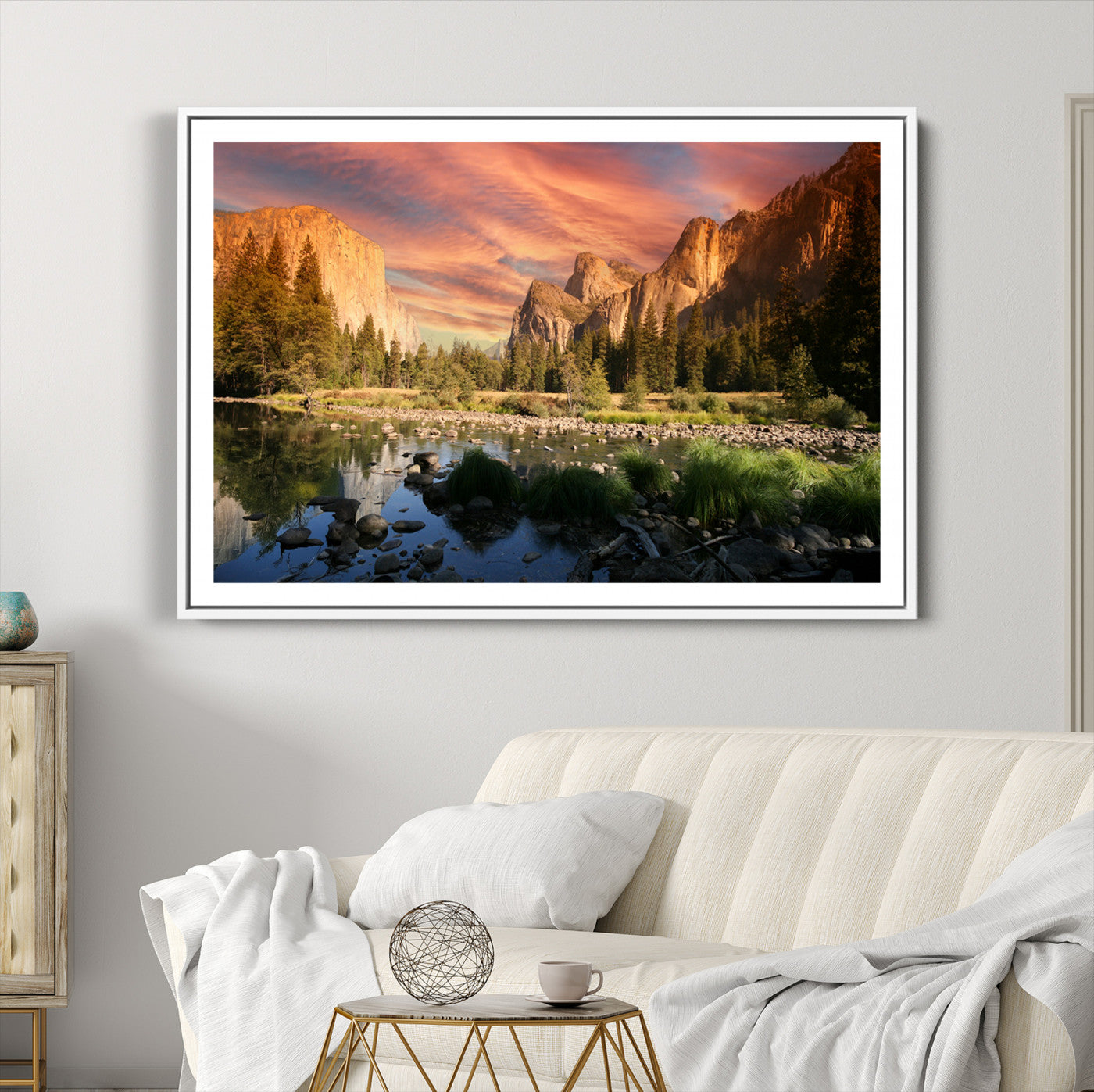 31199457-MGC-FP-36x24-Yosemite Valley Wall Art Canvas Print – El Capitan Sunset Sky Vibrant Landscape Nature Artwork for Home Office