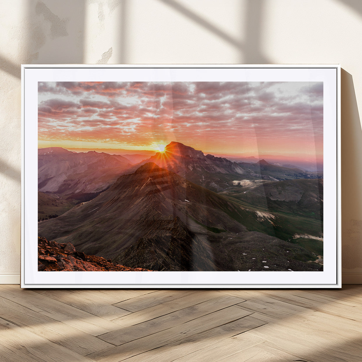 MGC-FP-36x24 - Majestic Sunrise Wall Art – Canvas Print of Rugged Mountain Peaks, Vibrant Sky, Serene Landscape, Nature Decor for Home or Office