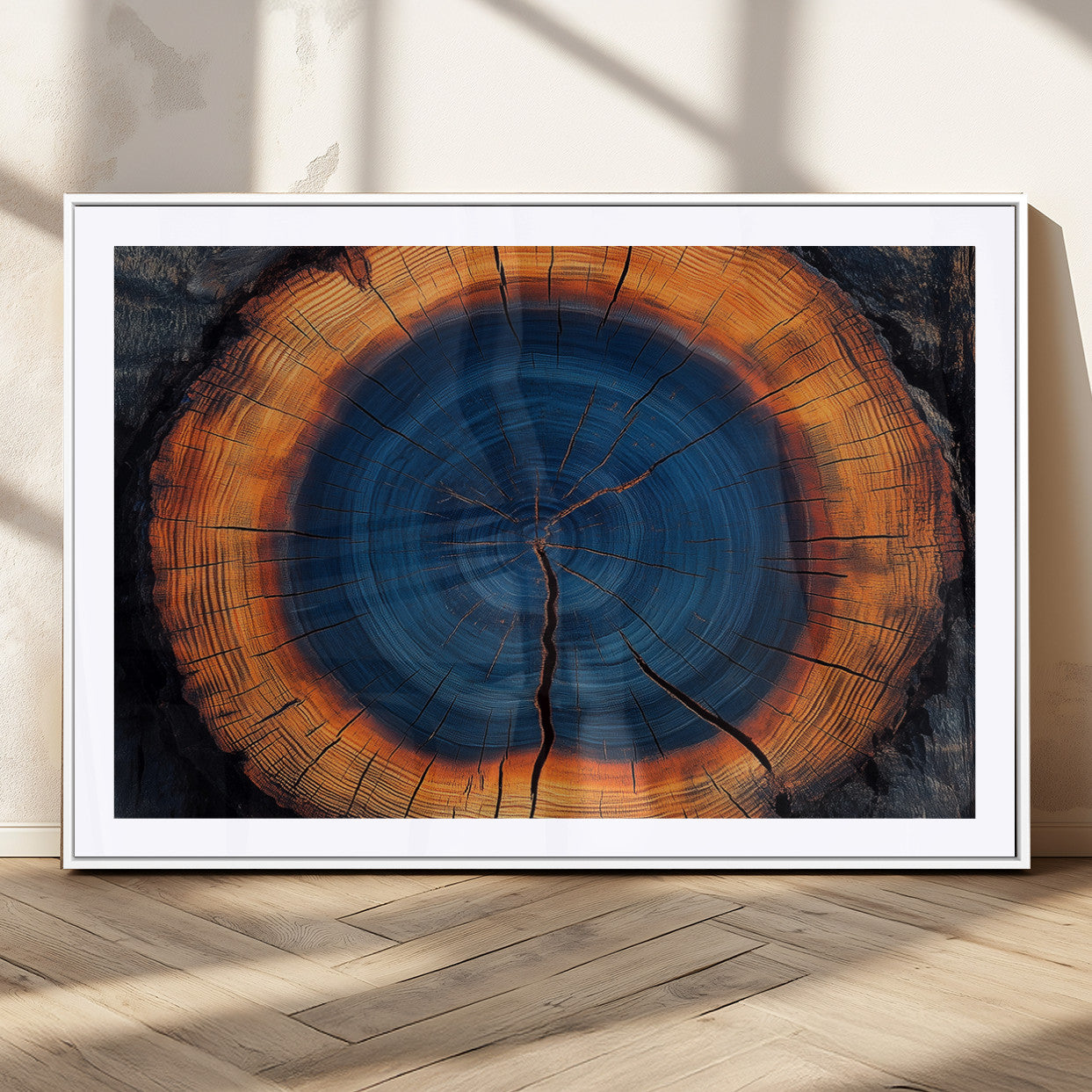 MGC-FP-36x24 - Abstract Tree Ring Wall Art Print, Natural Rustic Wood Texture Canvas Print, Framed Tree Ring Printing, Wood Tree Stump Artwork Canvas Print