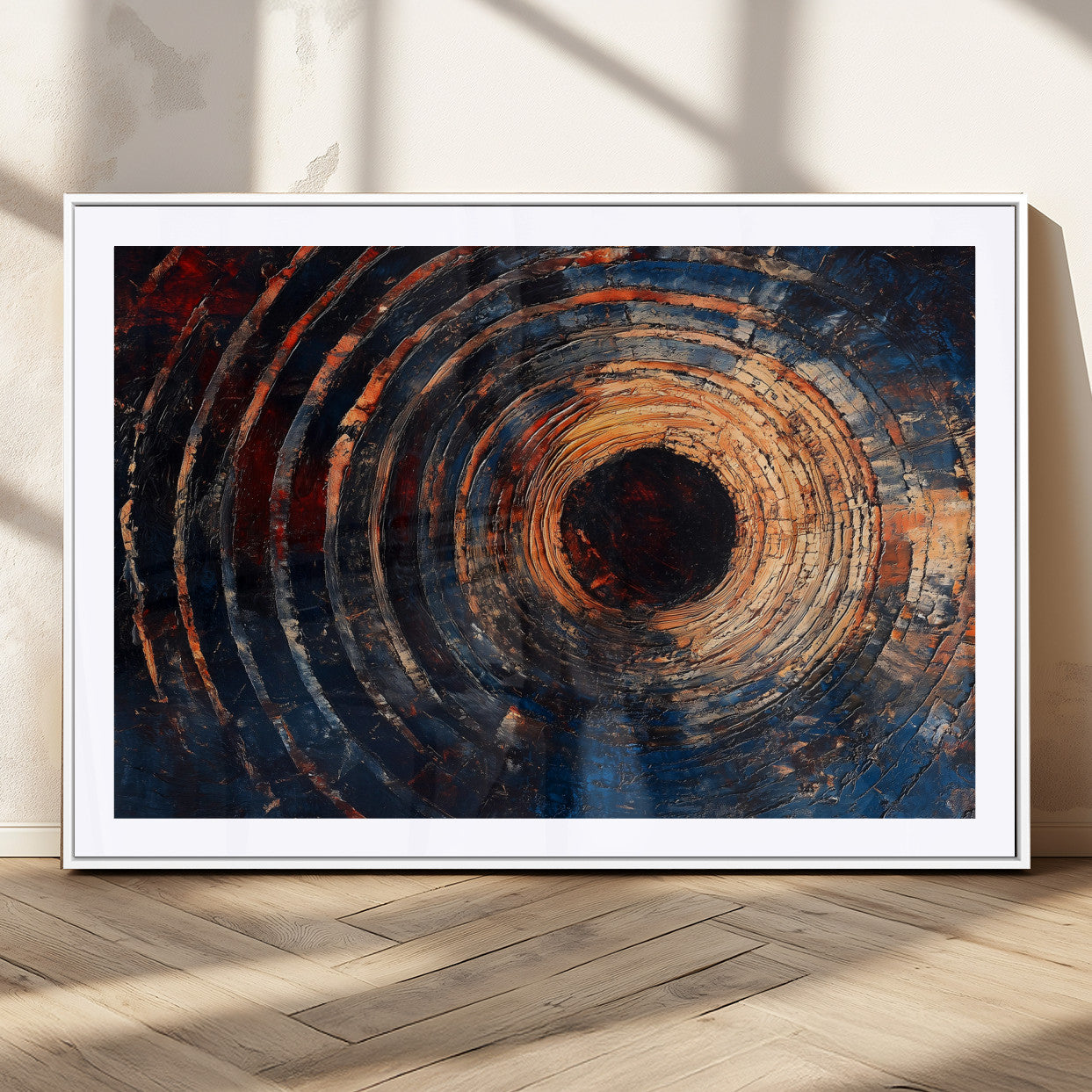 10017879-MGC-FP-36x24_White-Wood Tree Ring Wall Art Canvas Print – Framed Natural Wood Artwork, Rustic Tree Slice Perfect Decor for Home, Office