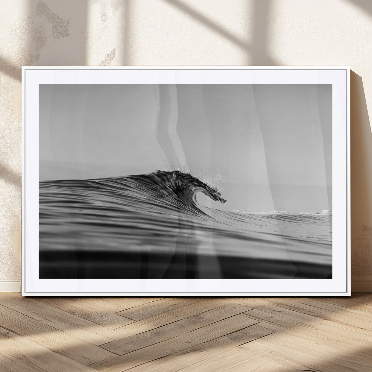 24029476-MGV-CV-36X24-Black Wave Wall Art Canvas Print – Framed Abstract Surf Minimalist Ocean Modern Coastal Seascape Artwork for Home Office