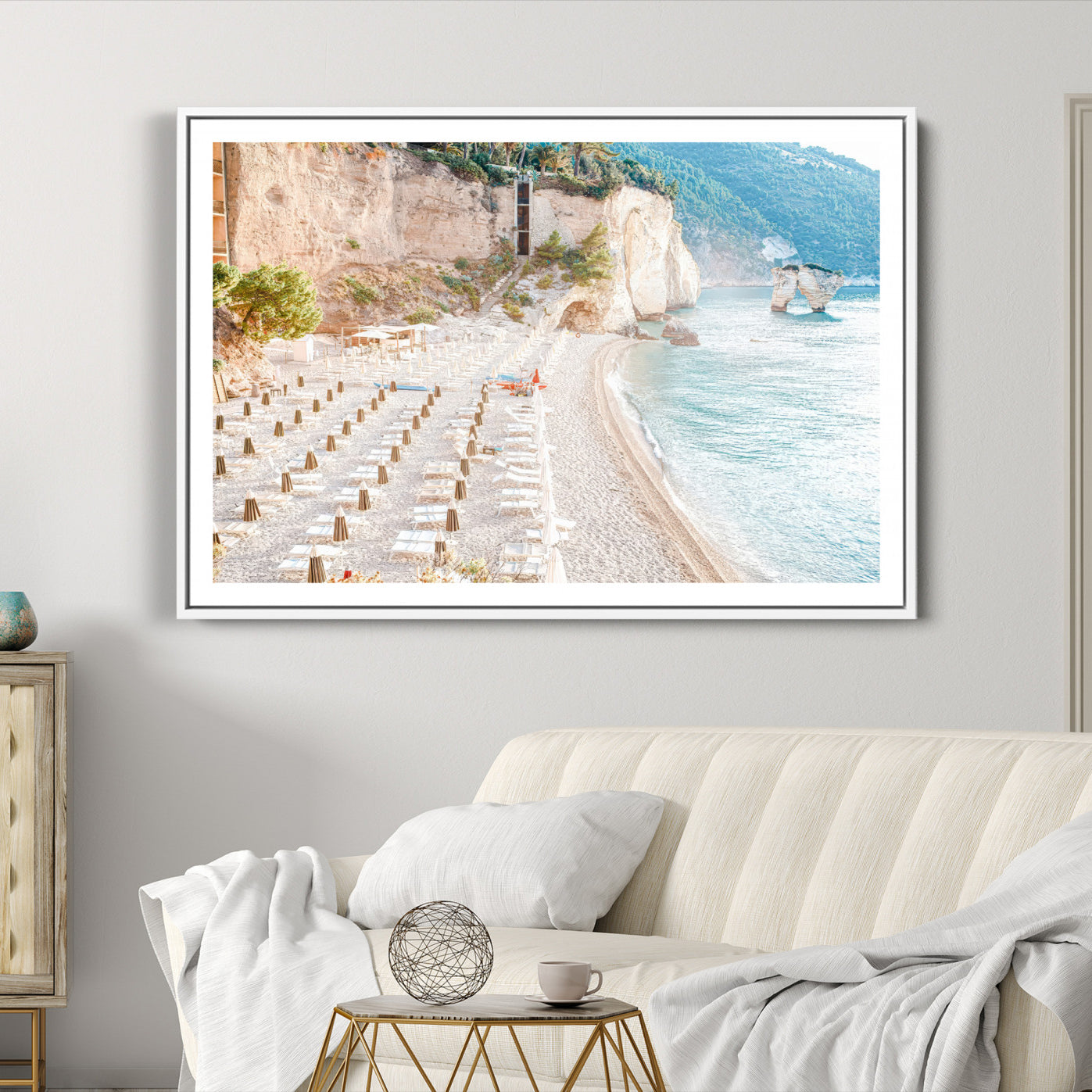 84816639-MGC-FP-36x24-Beach Wall Art Canvas Print, Framed Coastal Art Picture Print, Summer Shore Perfect Coastal Decor