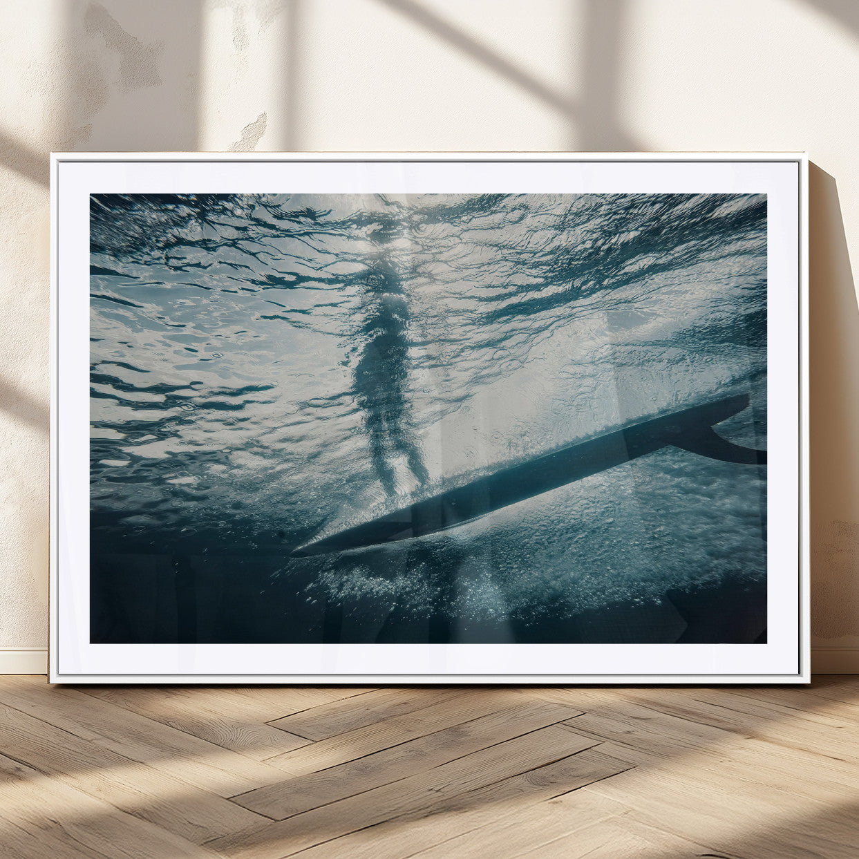 MGC-FP-36x24 - Submerged Surf Wall Art Canvas Print, Framed Underwater Perspective Art Picture Print, Ocean Surf Perfect Coastal Adventure Decor Artwork