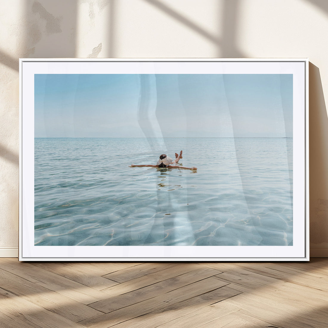 Swimming Relaxation Wall Art Canvas Print, Framed Peaceful Clear Sea Artwork