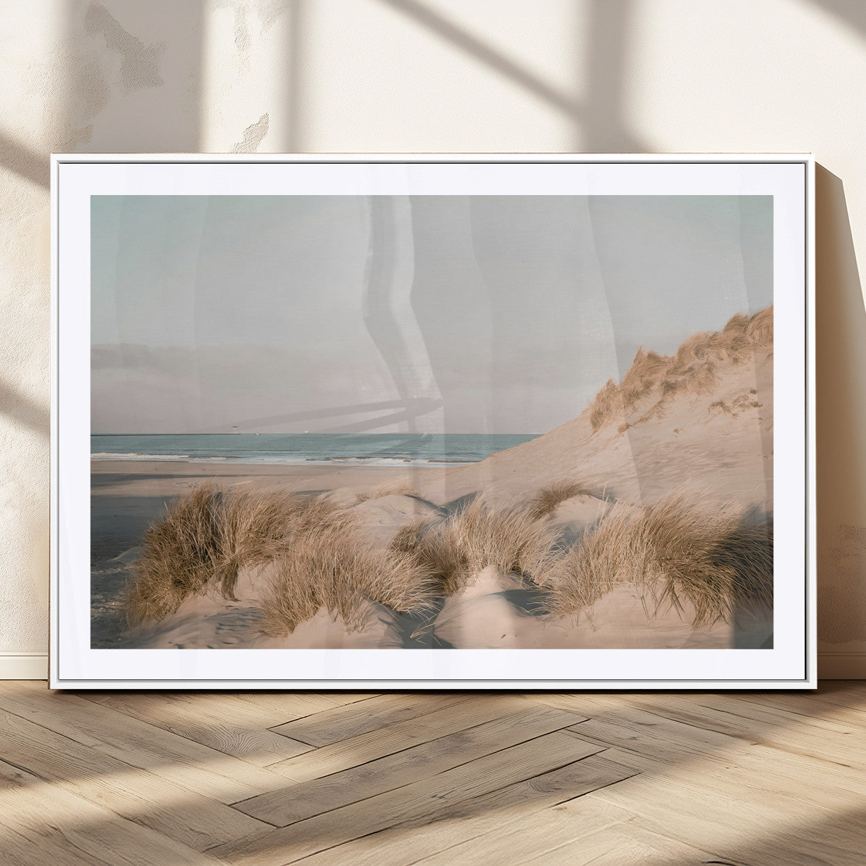 -Beach Landscape Wall Art Canvas Print – Framed Sand Dune Photography Minimalist Seascape Artwork for Home Office
