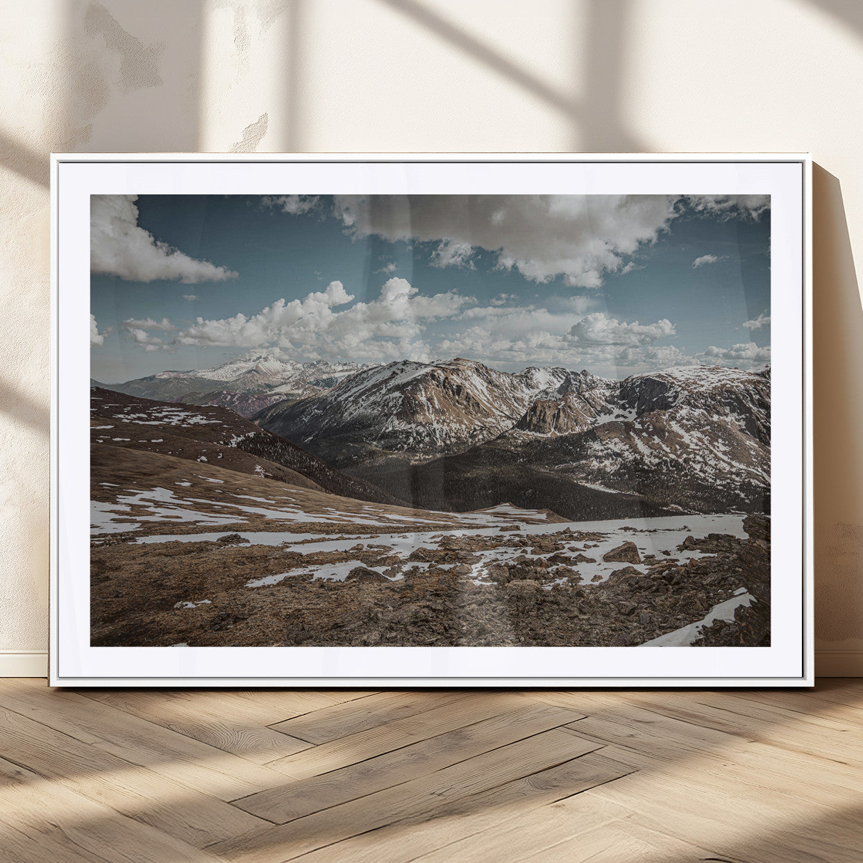 44565953-MGC-FP-36x24_White-Mountain Landscape Wall Art Canvas Print – Framed Snowy Peaks Rugged Highlands Nature Scene Artwork for Home Office