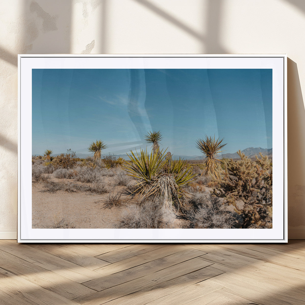 35156165-MGC-FP-36x24_White-Joshua Tree Wall Art Canvas Print – Framed Desert Landscape Warm Earth Tones Southwestern Minimalist Artwork for Home, Office