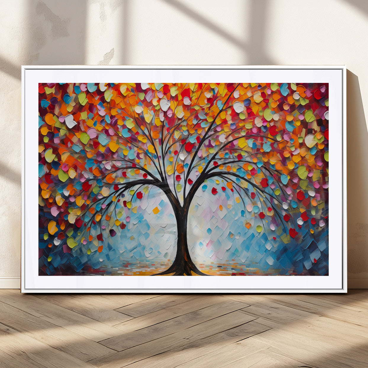 HS2447-MGC-FP-36x24_White-Vibrant Tree of Life Canvas Wall Art – Colorful Abstract Nature in Modern Decor - Ready to Hang