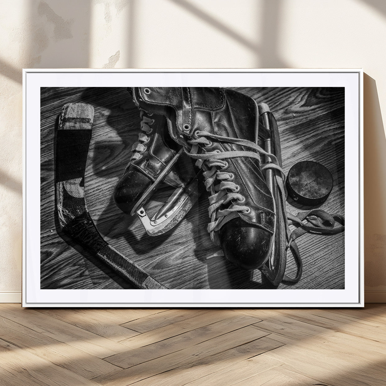 20553-MGV-CV-36X24-Old Pair of Mens Skates Wall Art Canvas, Men Skates Wall Art Print